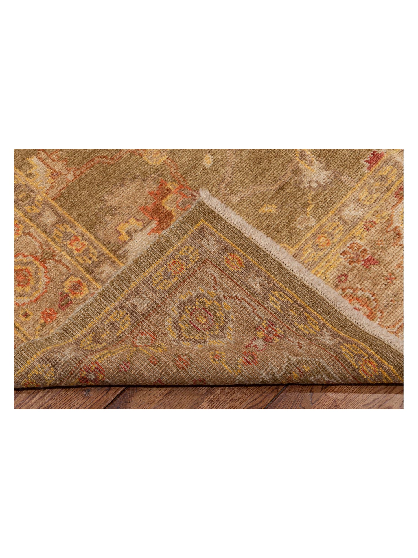 Angora Oushak 109069 Green Light Brown 6.6x16.2 Hand Knotted Rug