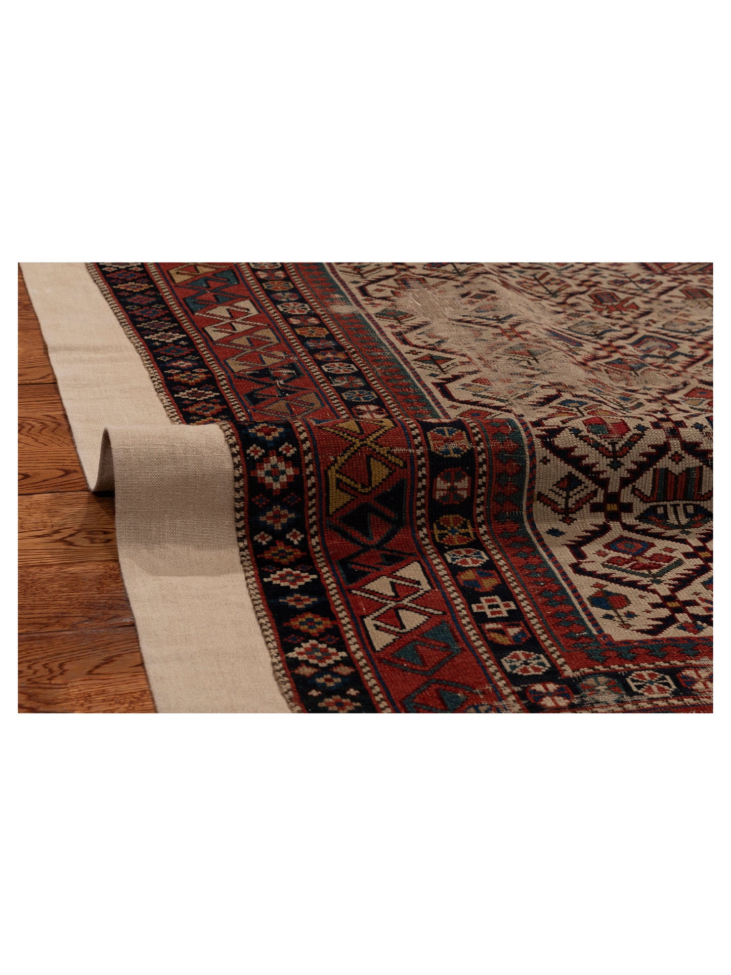 Antique Caucasian 122626 Beige Rust 3.5x4.9 Hand Knotted Rug