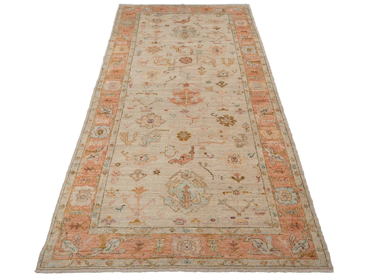 Angora Oushak 129883 Ivory Pink 6.3x13.9 Hand Knotted Rug