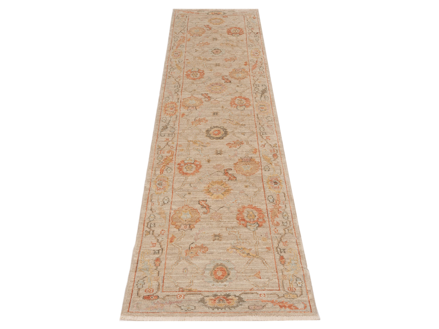 Angora Oushak 147981 Ivory Ivory 2.8x11.4 Hand Knotted Rug
