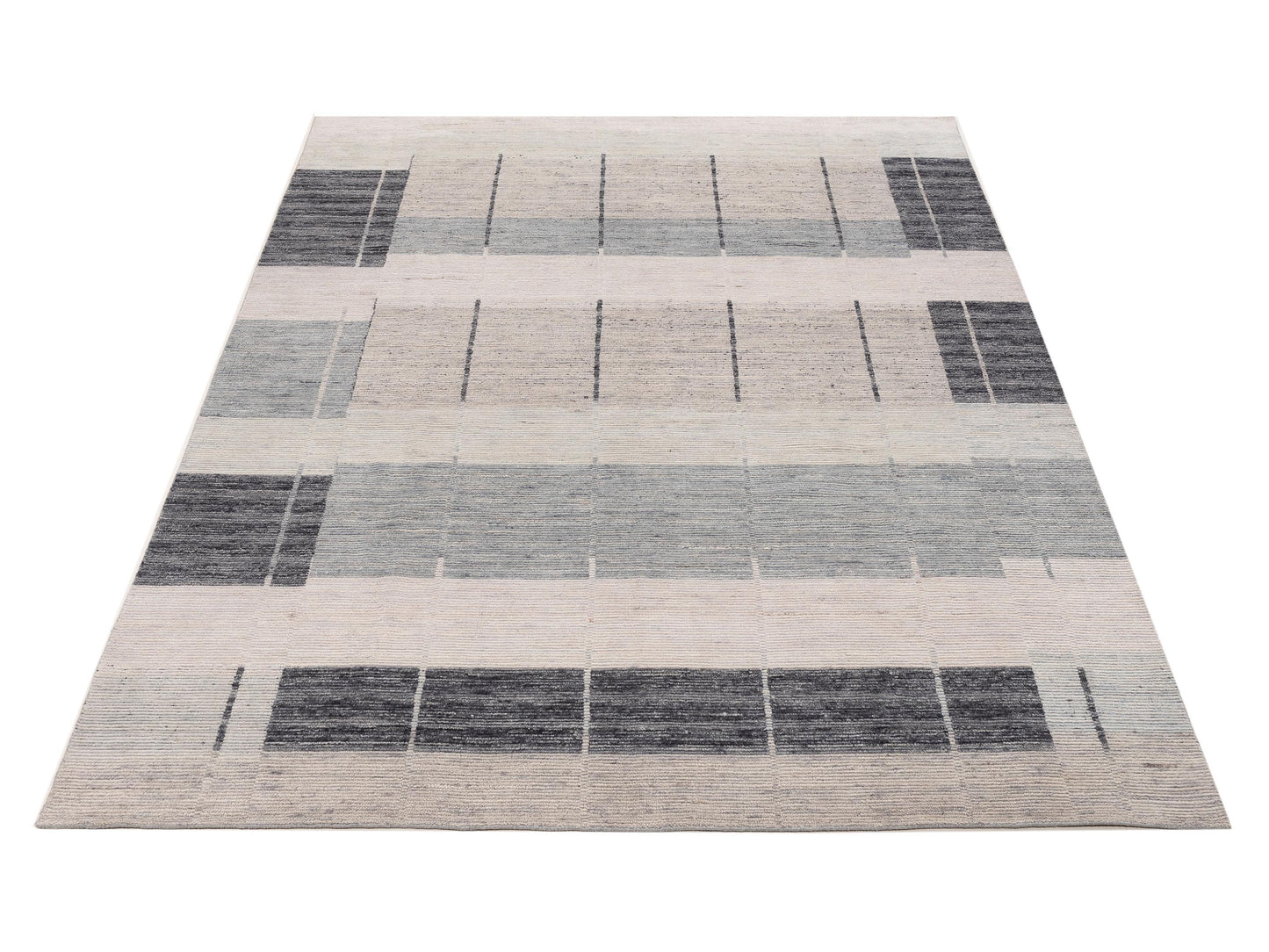 Aurore 154847 Gray Blue 9x12 Hand Knotted Rug