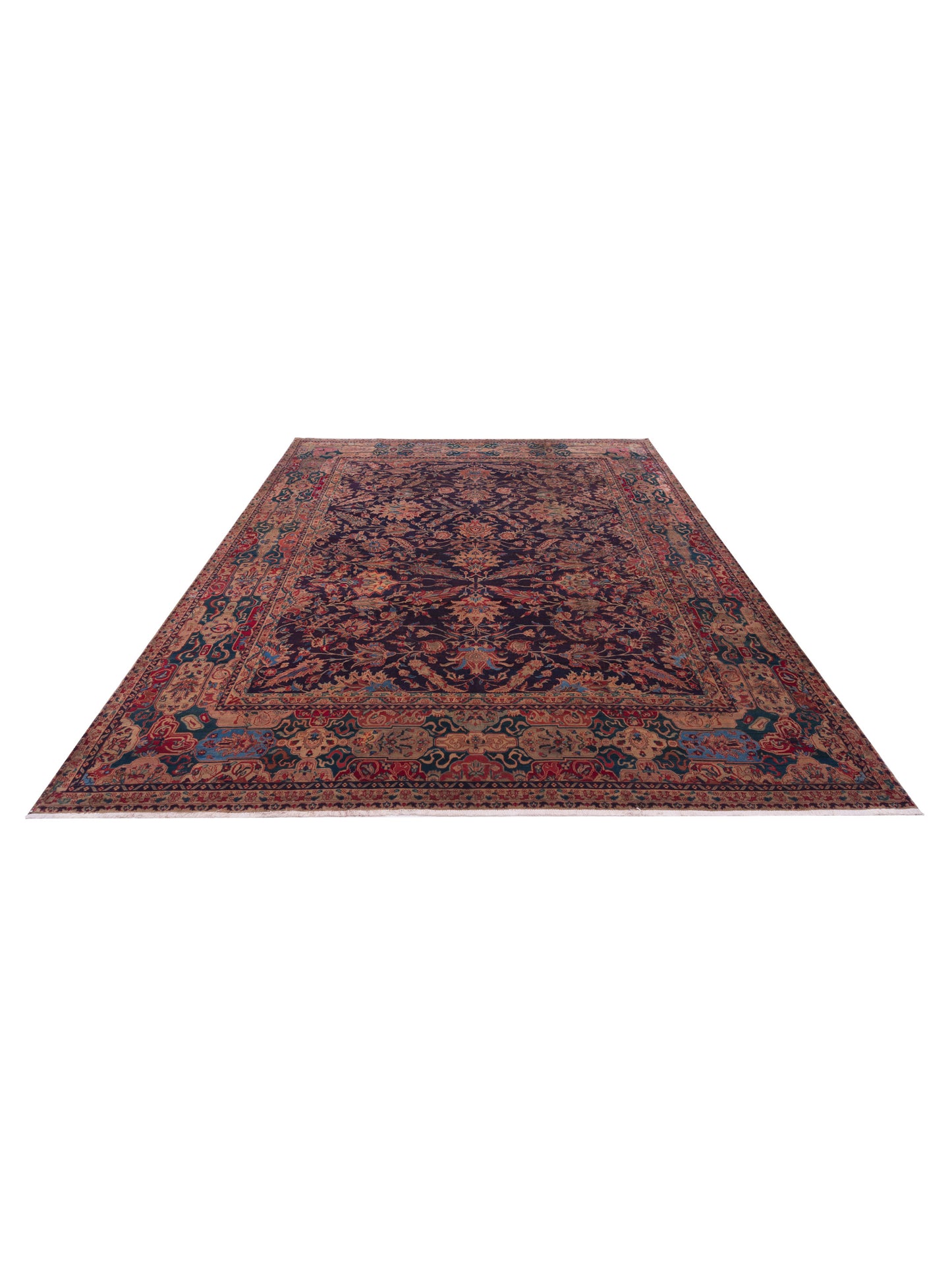 Crown 951009 Plum Teal Green 10x12.10 Hand Knotted Rug