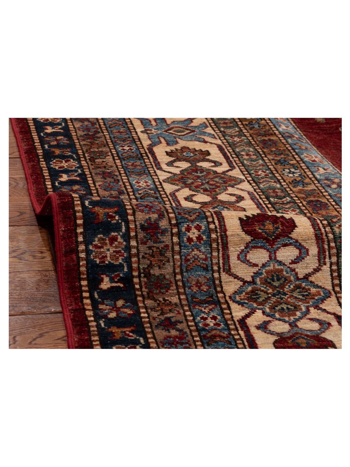 Artisan Kazak 151909 Red Ivory 8.10x11.7 Hand Knotted Rug