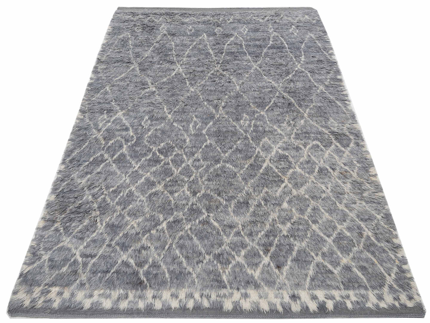 Berber Aspendos Gray Ivory 7.11x11 Hand Knotted Rug