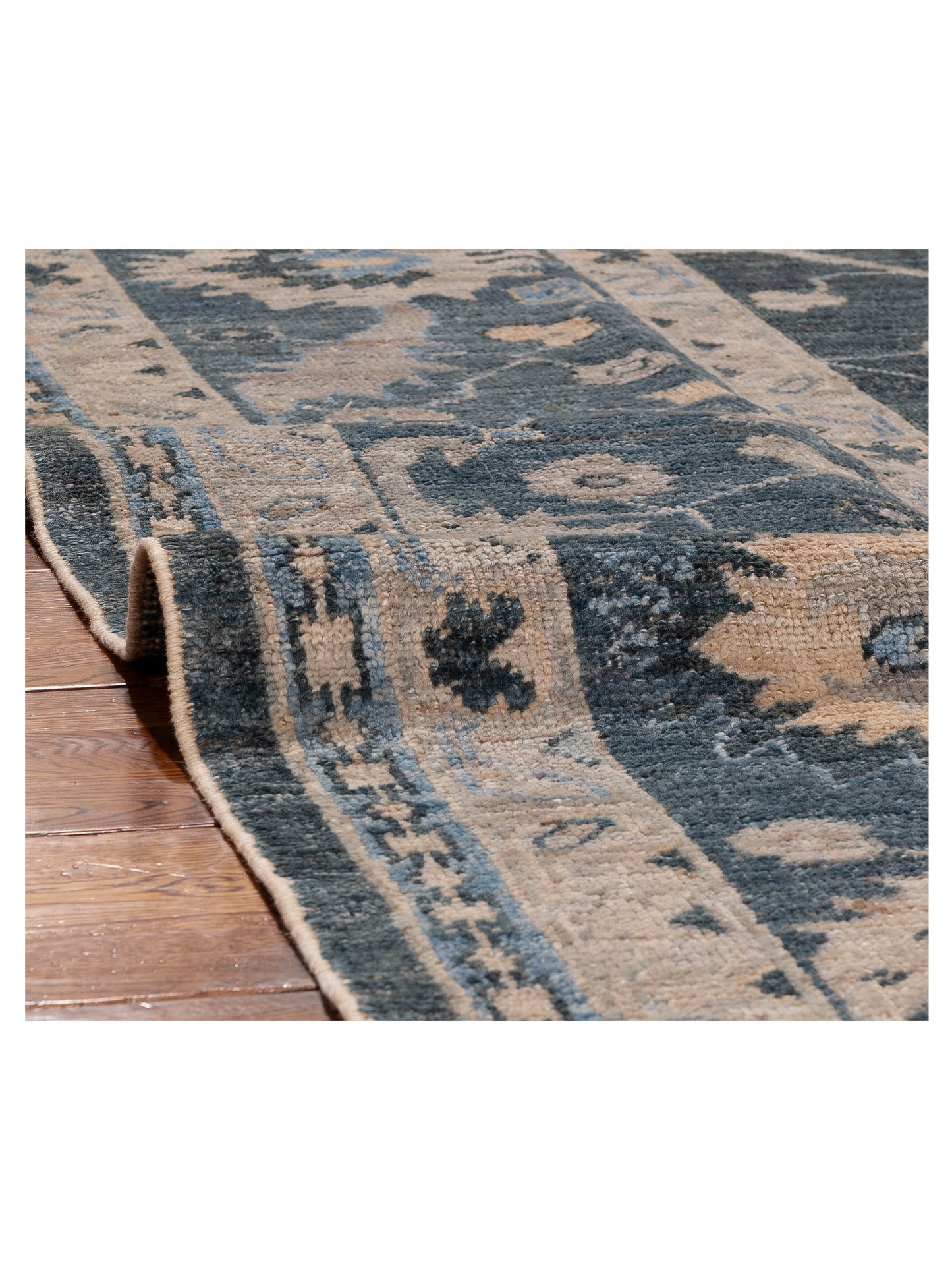 Angora Oushak 156291 Blue Blue 11.10x14 Hand Knotted Rug