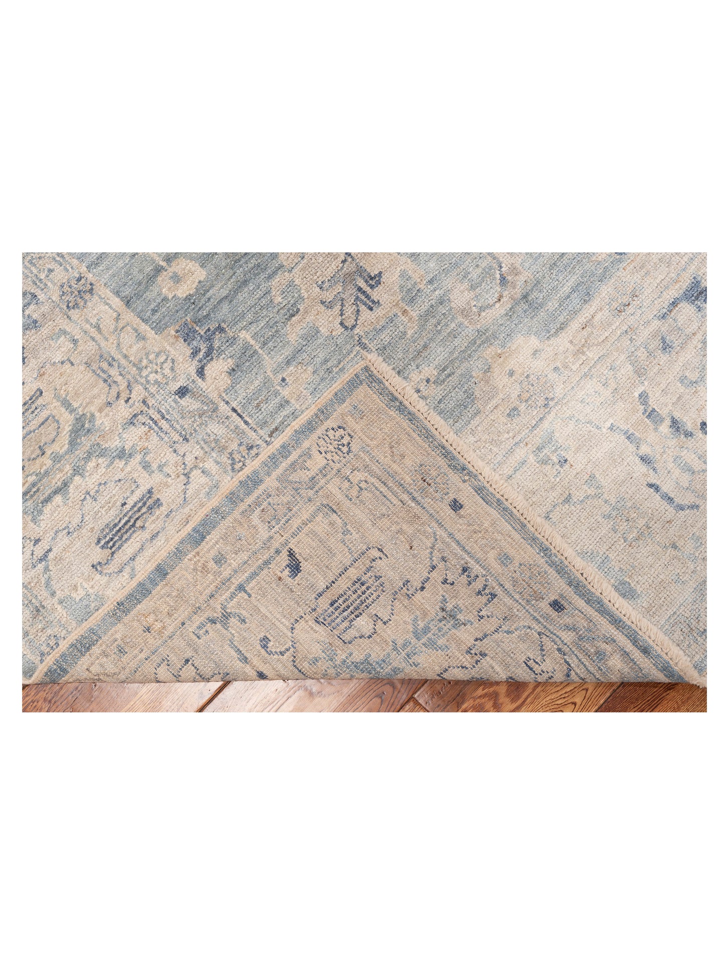 Angora Oushak 153690 Blue Ivory 9.10x13.4 Hand Knotted Rug