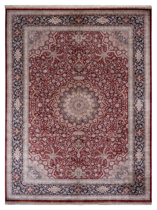 Pasha Pure Silk  Red Navy Traditional