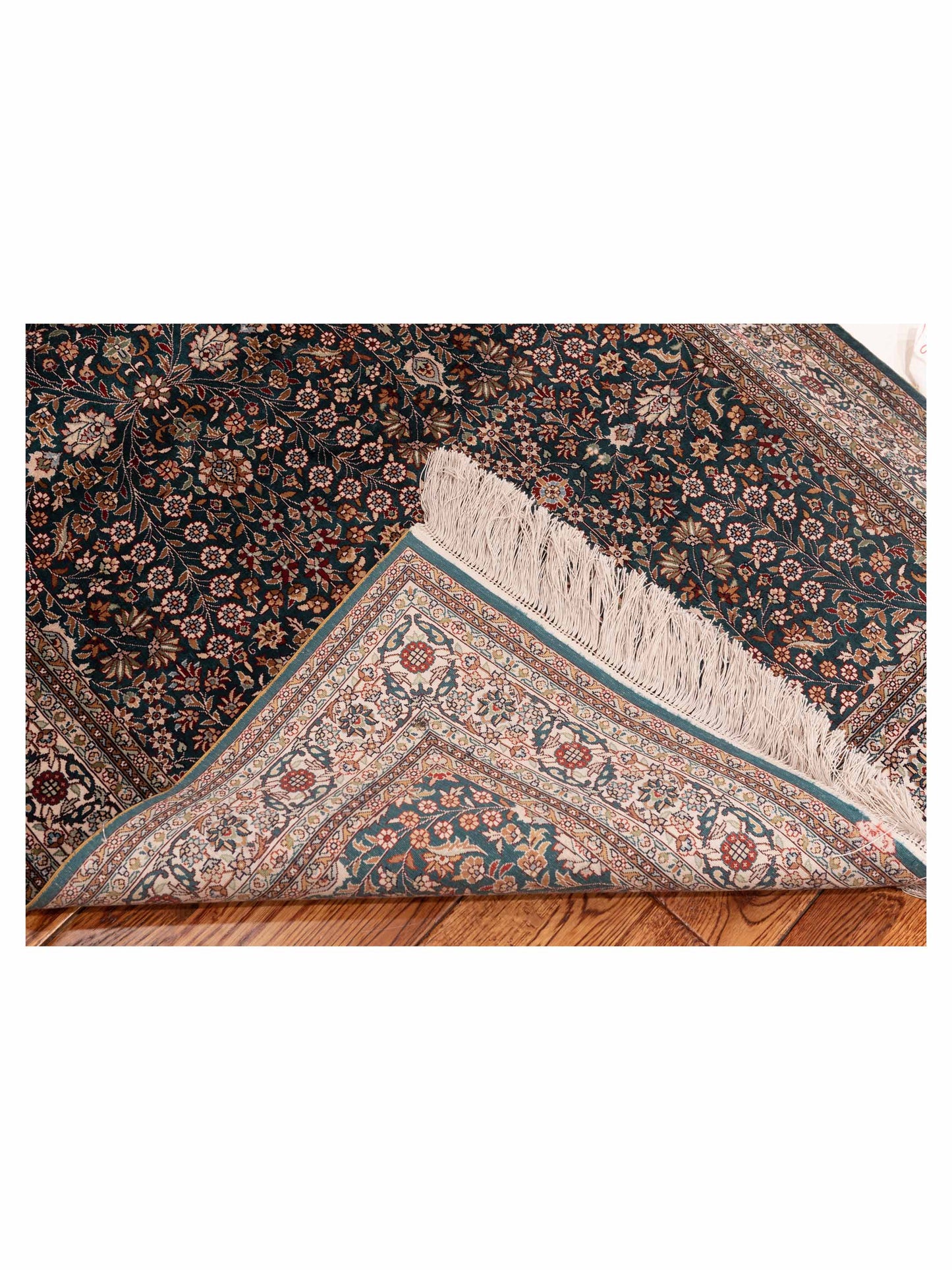 Pure Silk 120736 Green Ivory 3.1x5.1 Hand Knotted Rug