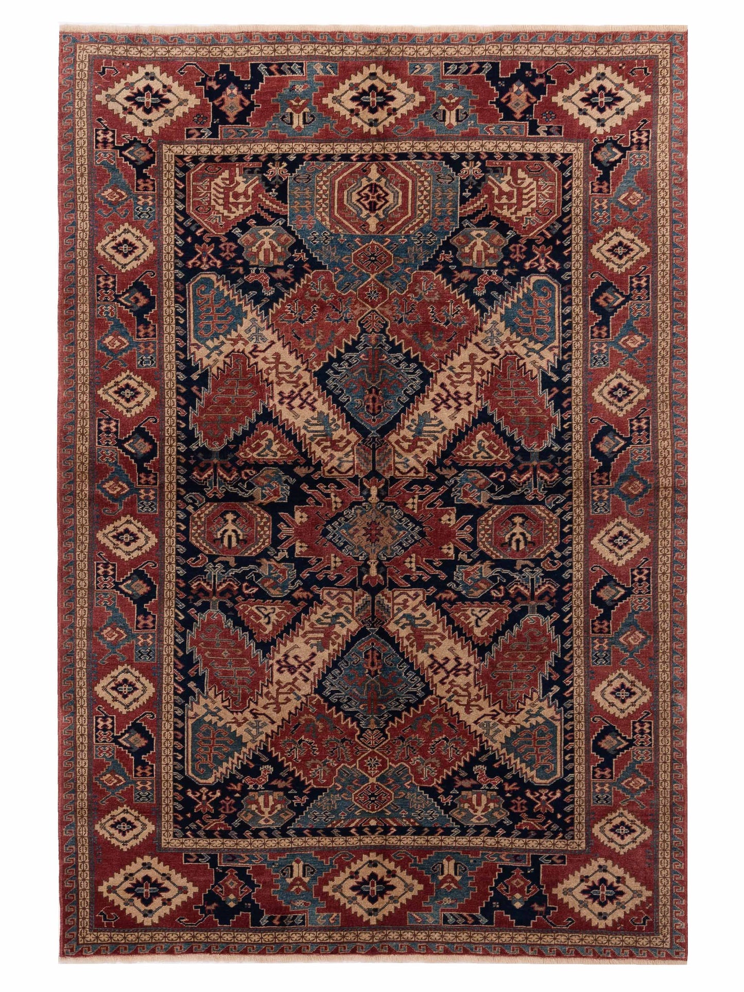 Pasha Antique Loom  Navy Red Traditional