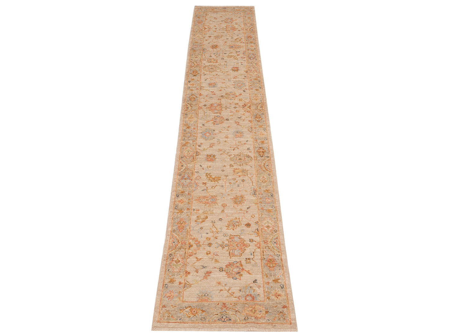 Angora Oushak 149518 Ivory Silver 2.7x13.6 Hand Knotted Rug