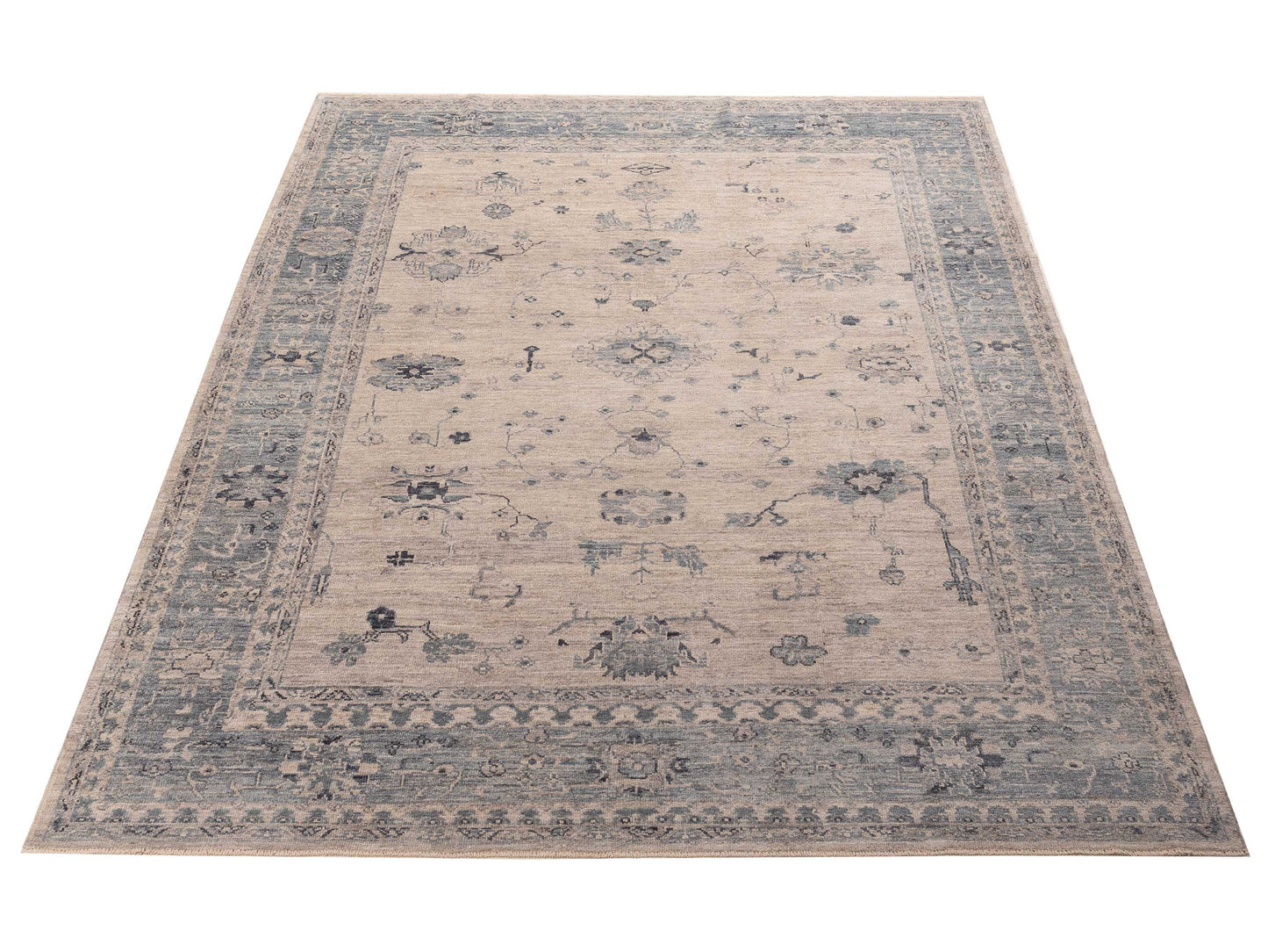 Angora Oushak 156087 Silver Blue 9.1x11.9 Hand Knotted Rug