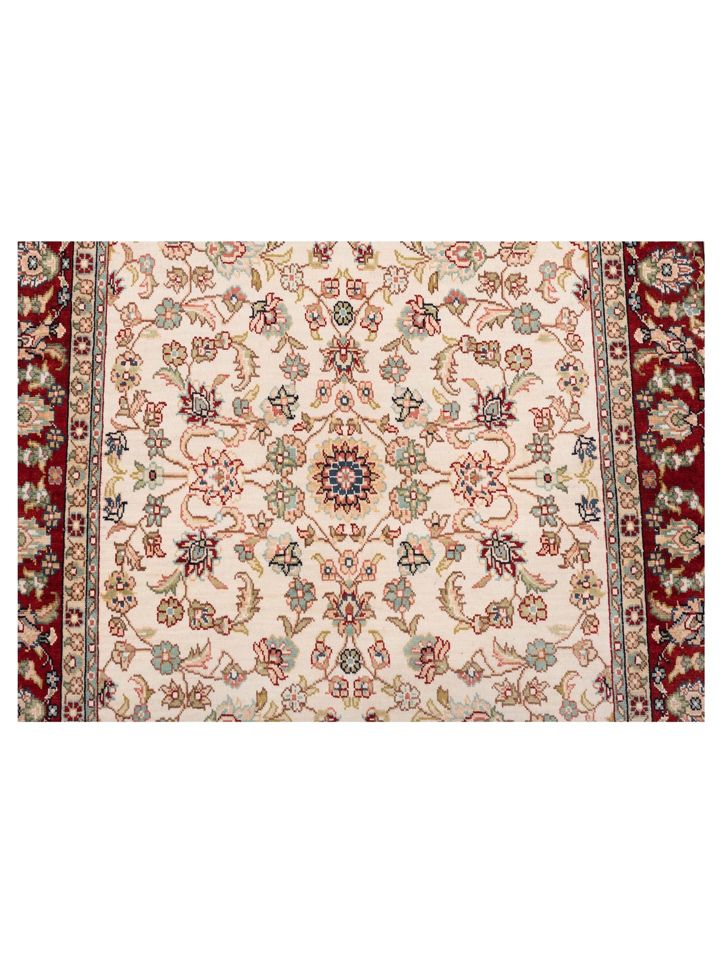 Pure Silk 118105 Ivory Red 2.7x4 Hand Knotted Rug