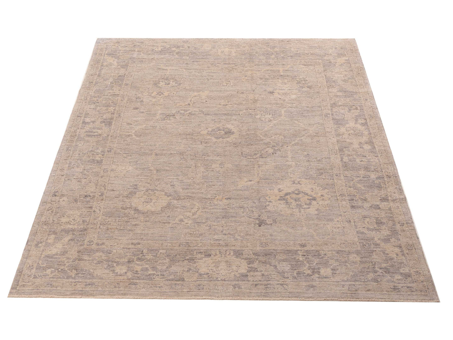 Angora Oushak 156174 Gray Gray 7.11x9.9 Hand Knotted Rug