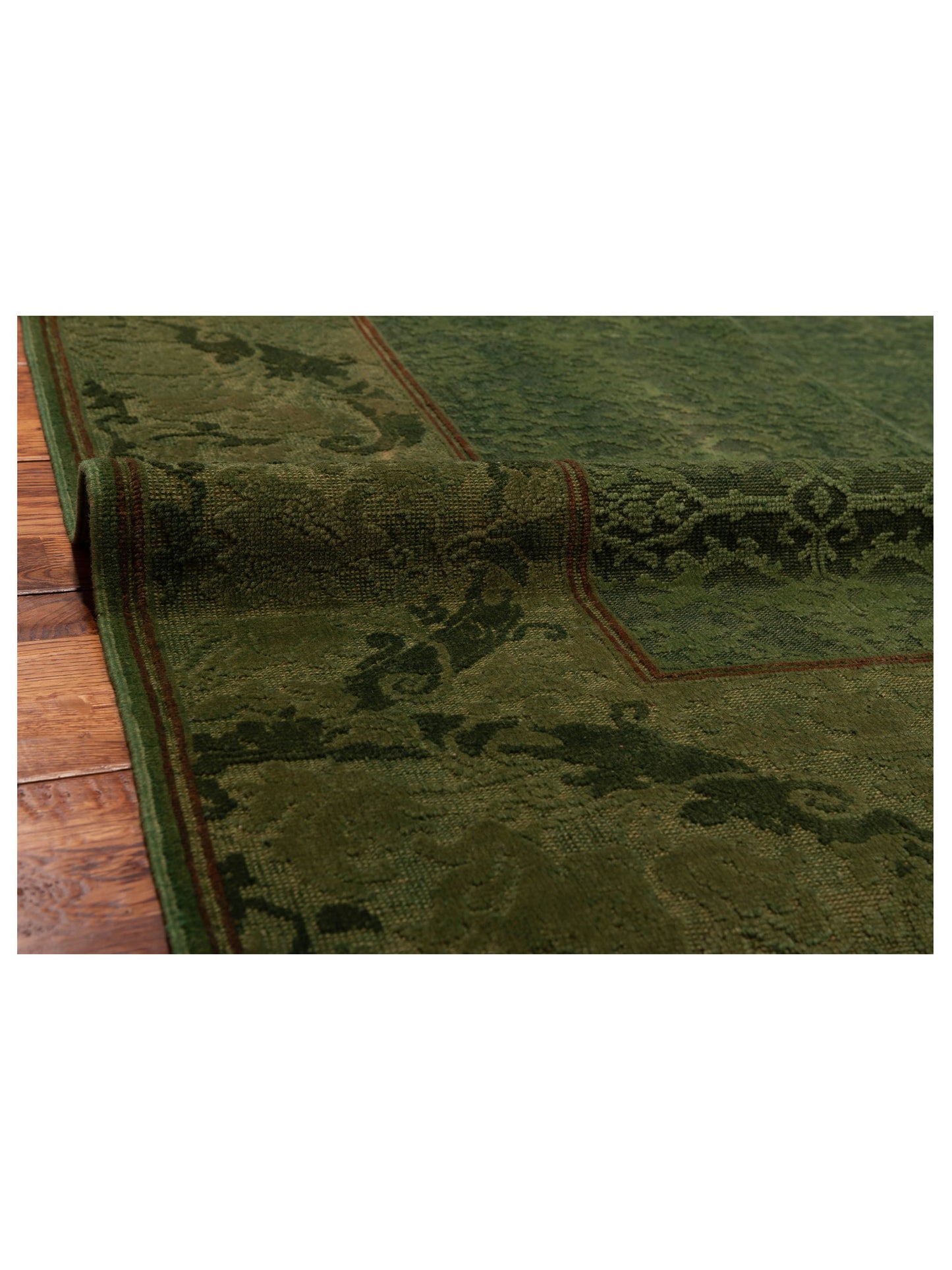 Vintage 104550 Green 6.10x8.1 Hand Knotted Rug