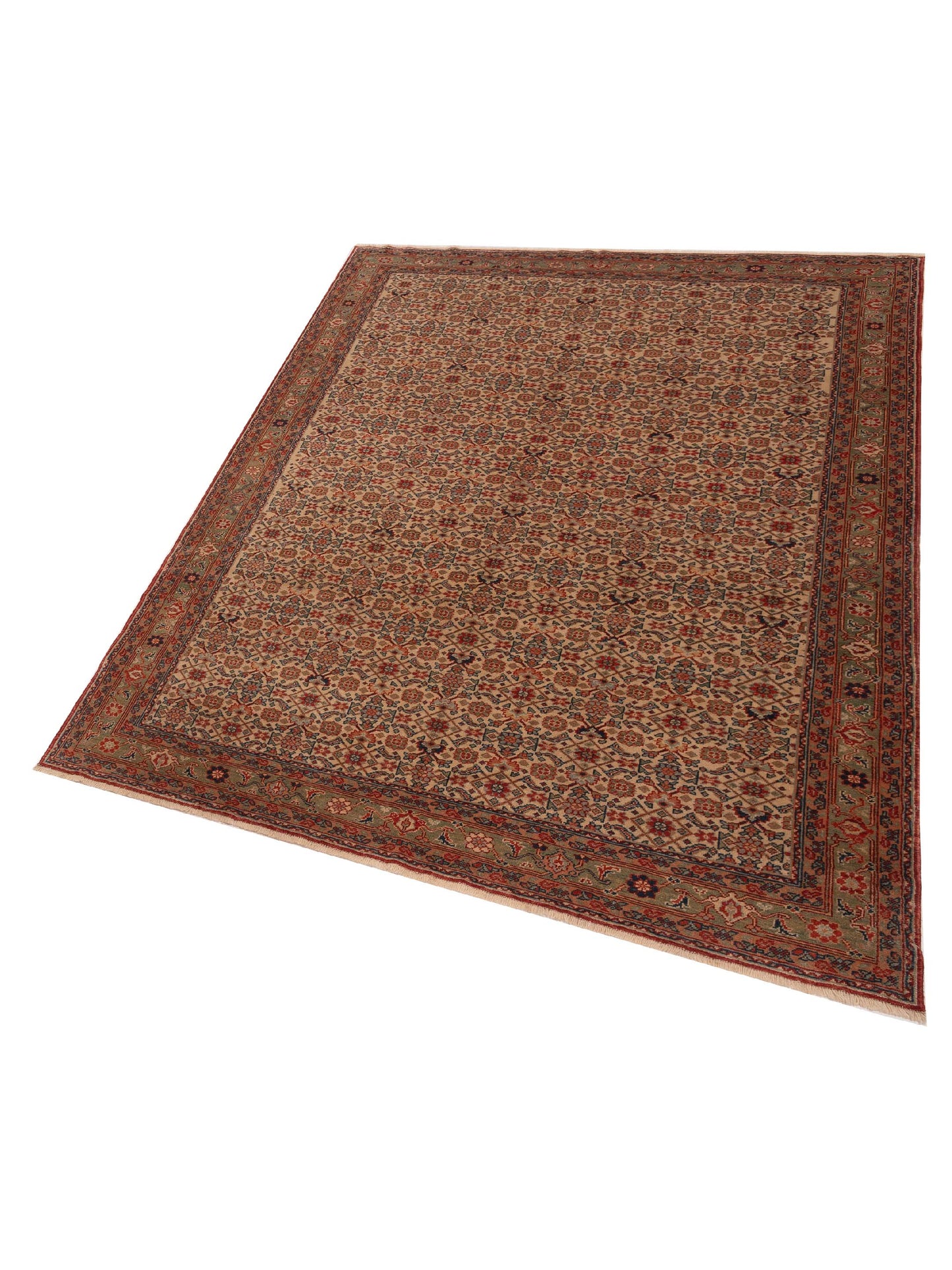 Antique Loom 147393 Ivory Sage Green 6.9x9 Hand Knotted Rug