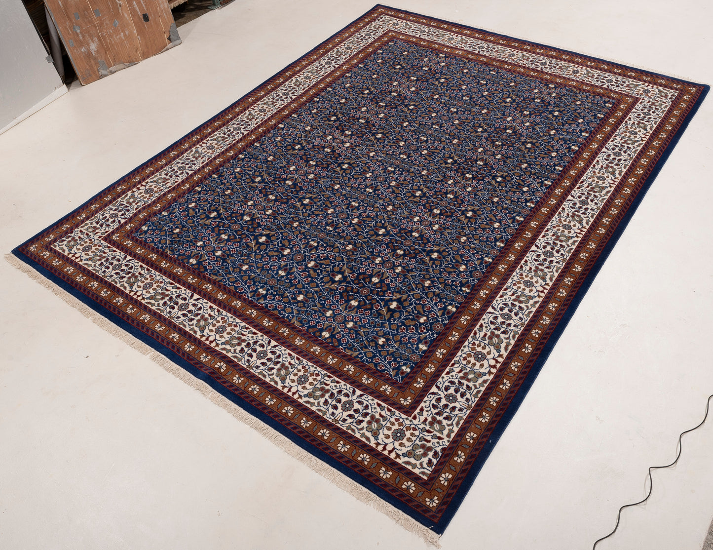 Kayseri 153055 Dark Blue Ivory 9.1x12.4 Hand Knotted Rug