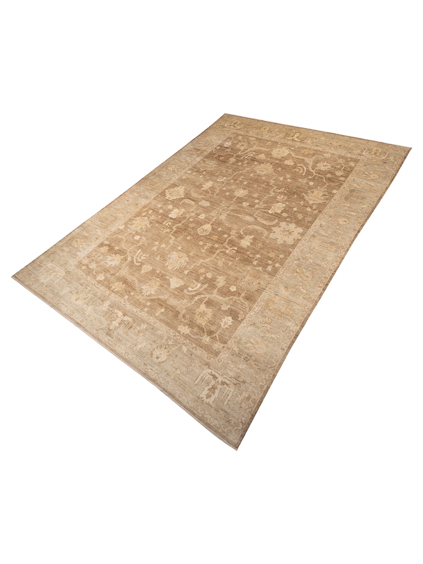 Angora Oushak 130261 Brown Green 14x20.8 Hand Knotted Rug