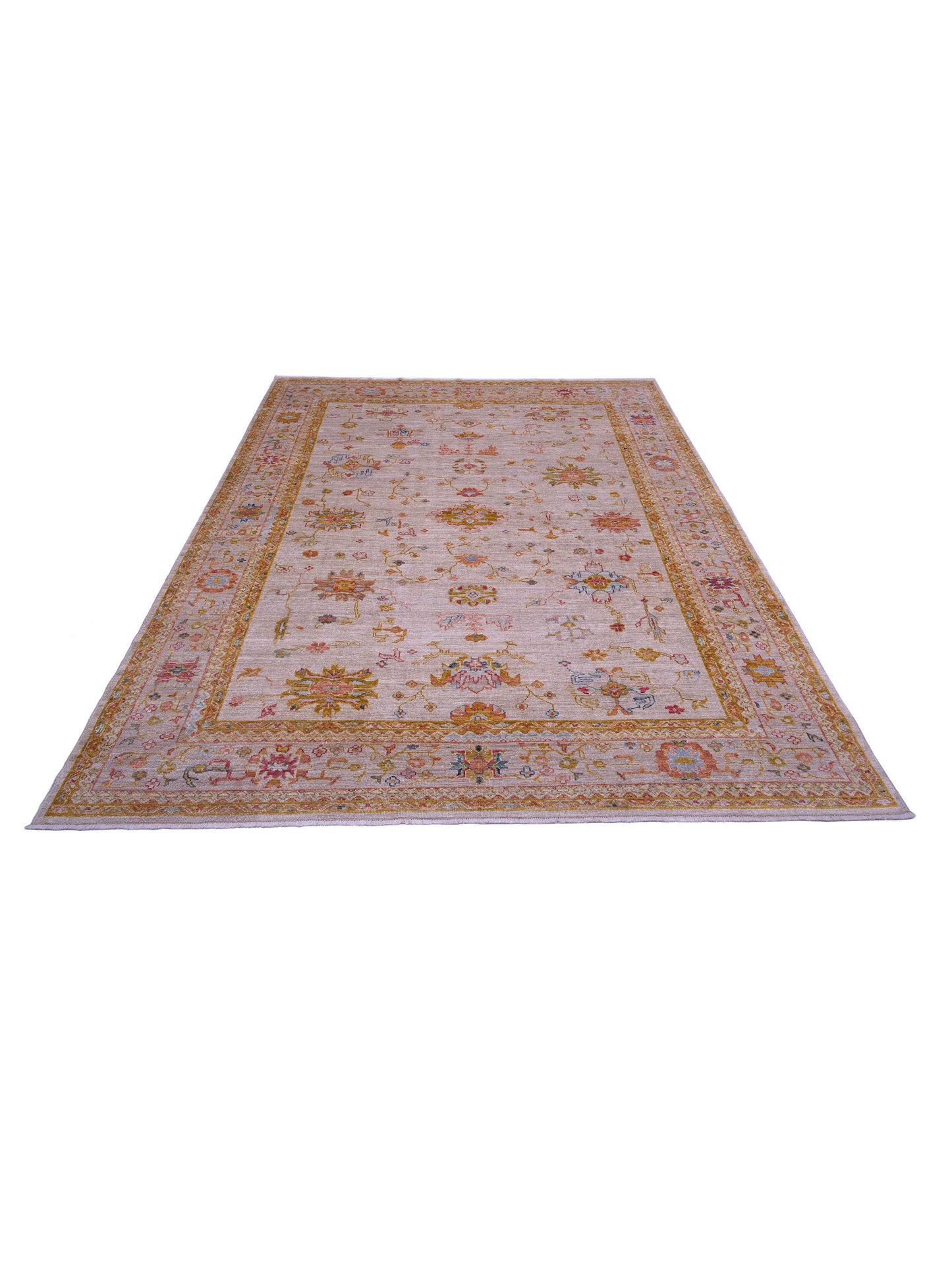 Angora Oushak 146456 Ivory Silver 10.2x12.10 Hand Knotted Rug