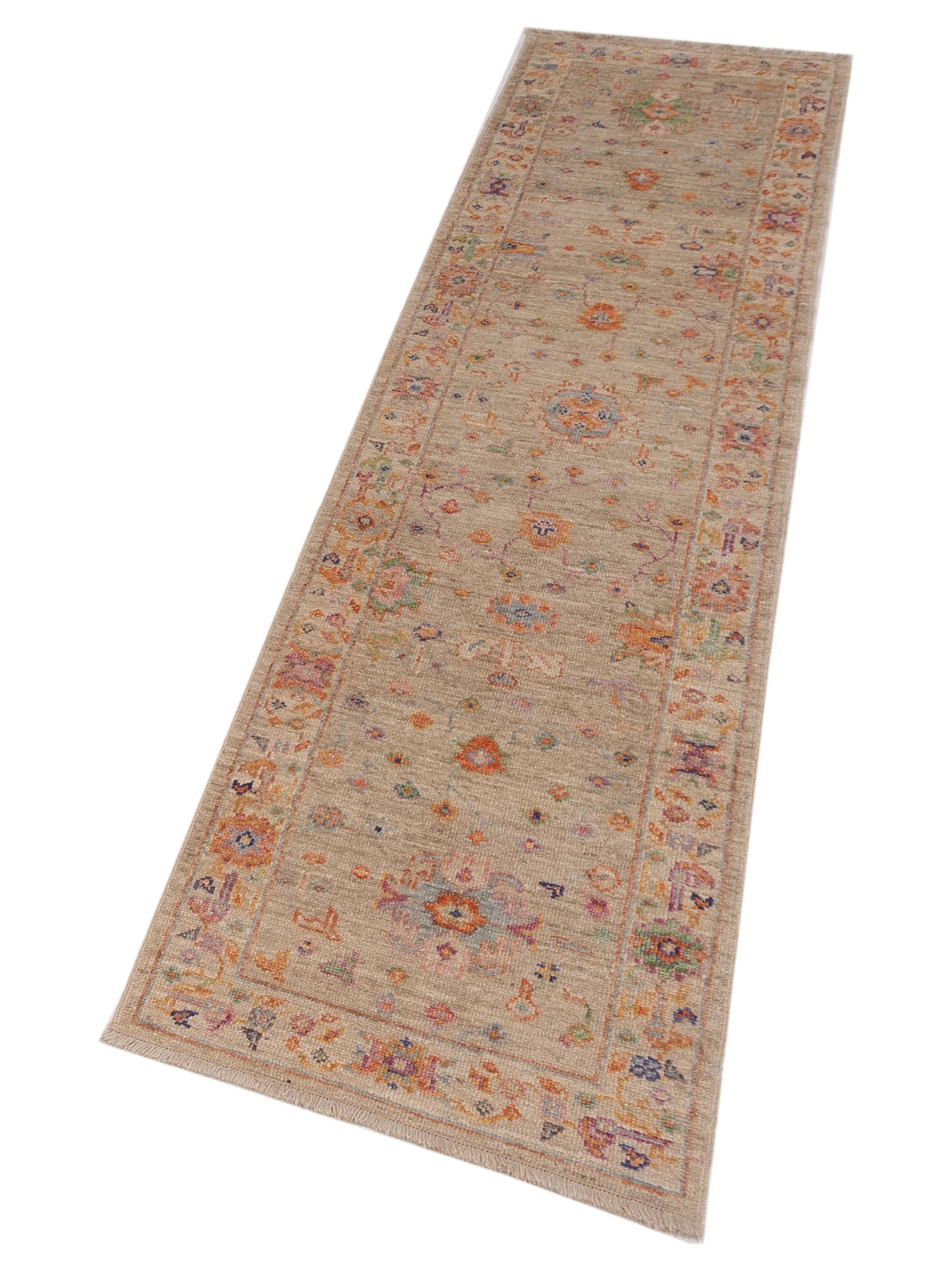 Angora Oushak 148442 Ivory Ivory 2.8x10.11 Hand Knotted Rug