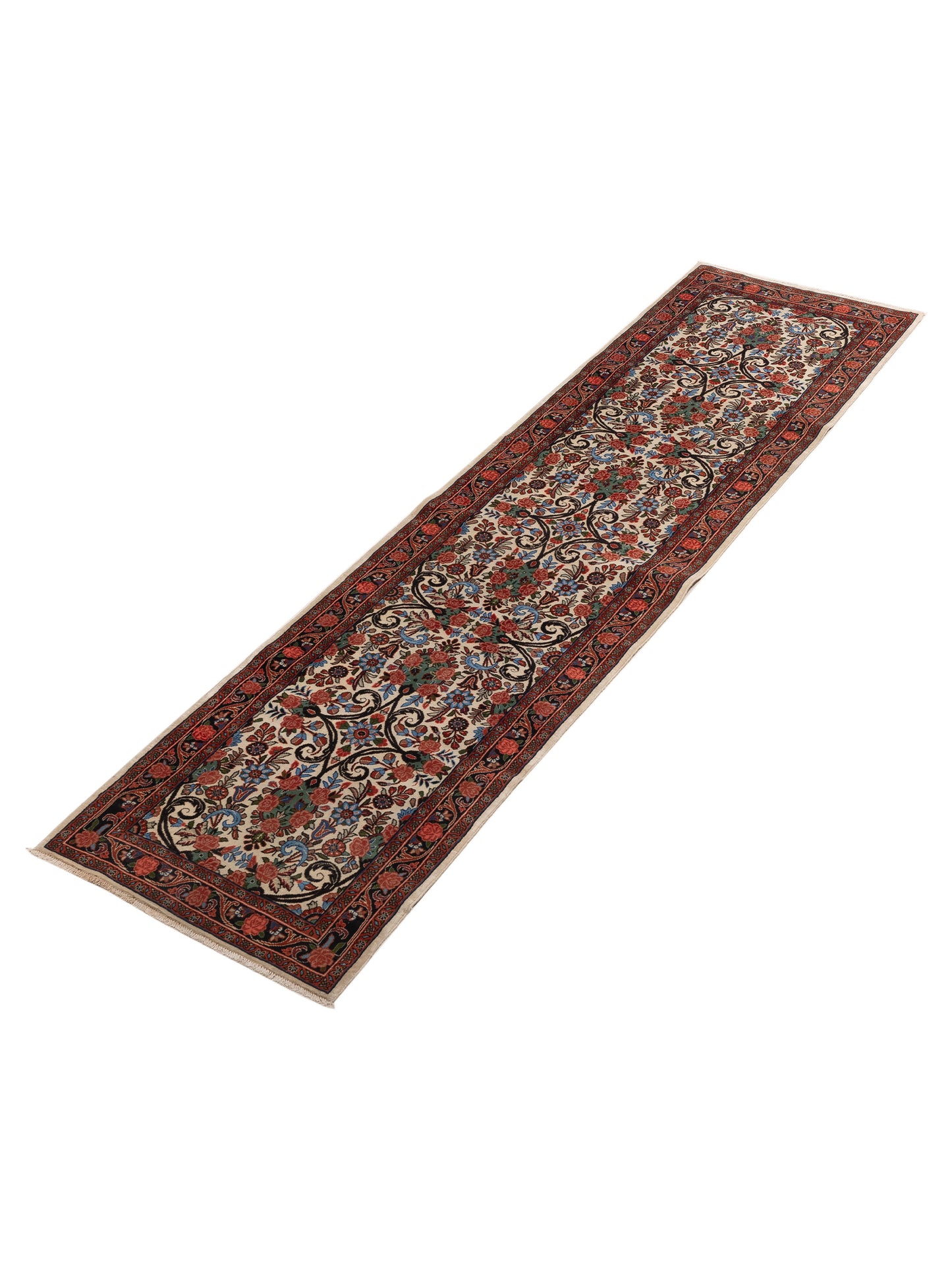 Persian 154355 Ivory Brown 2.8x10 Hand Knotted Rug