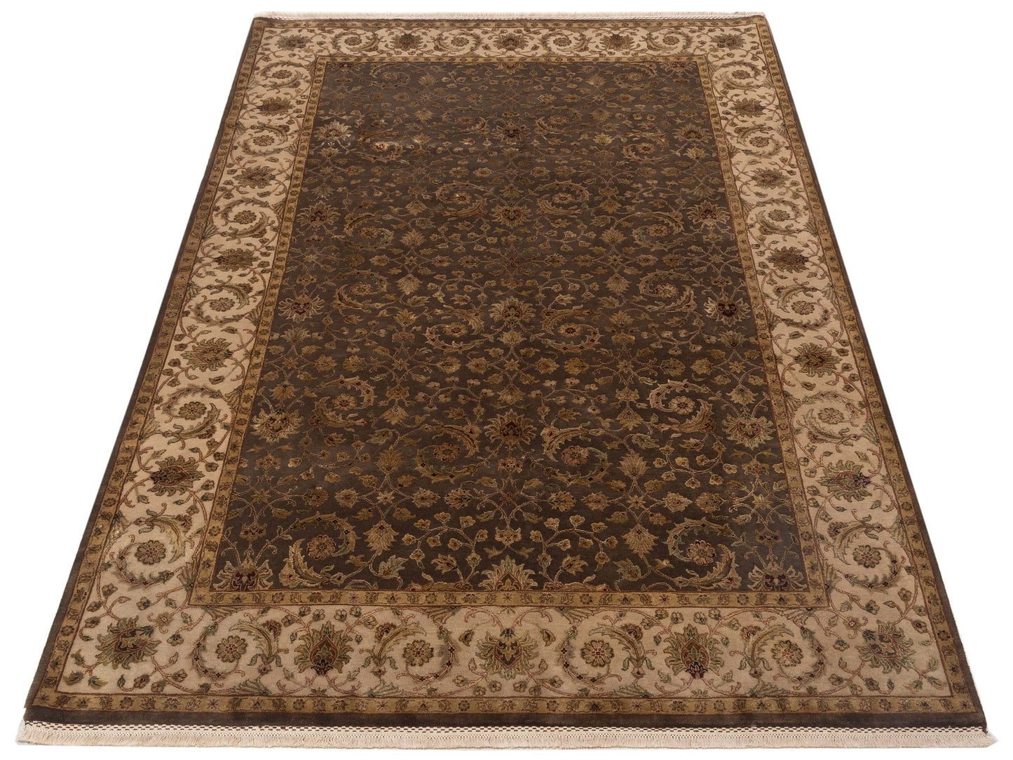 Imperial Silk 122313 Brown Beige 6.2x9.8 Hand Knotted Rug