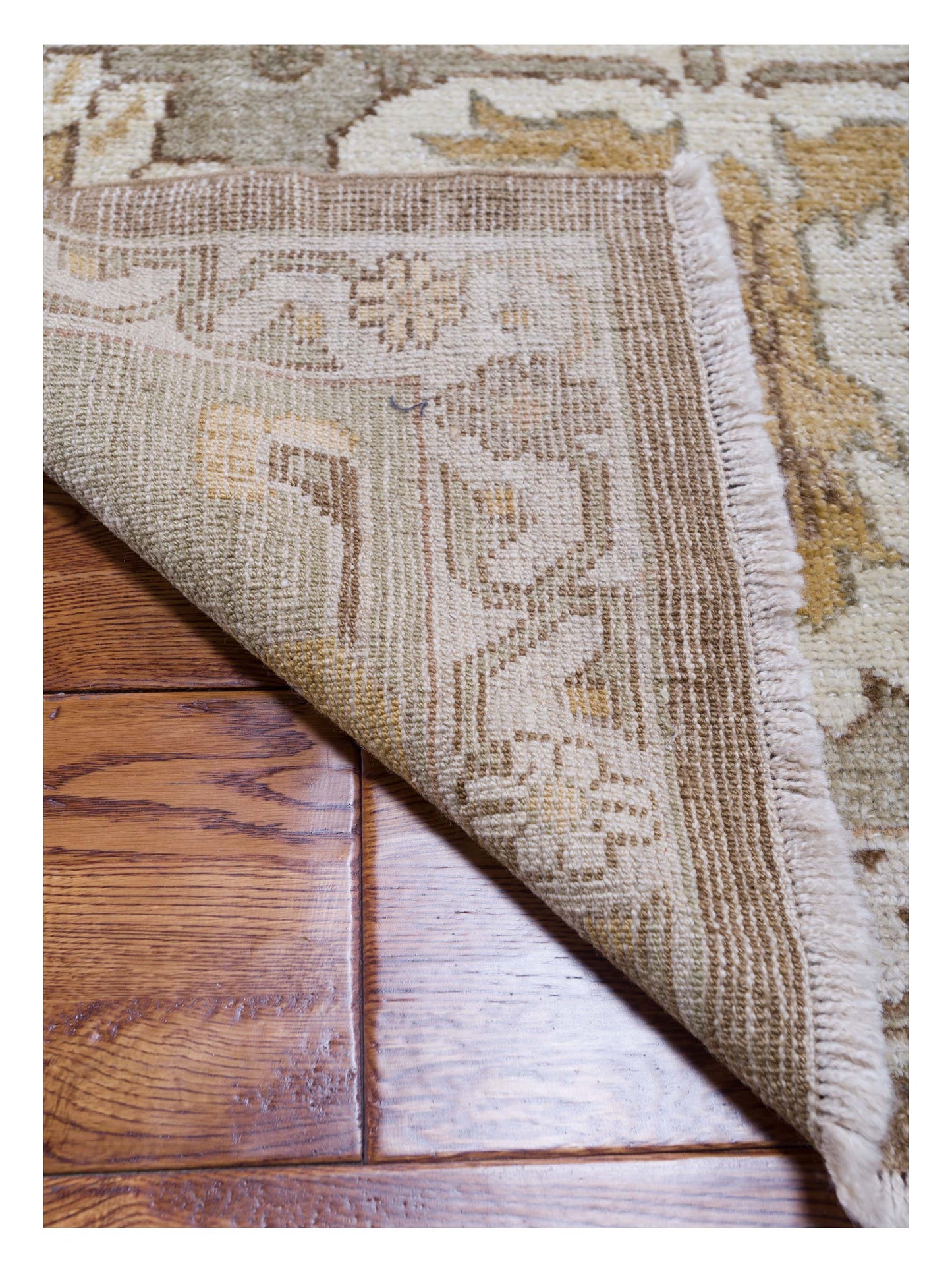Angora Oushak 129080 Brown Green 14.7x18.4 Hand Knotted Rug