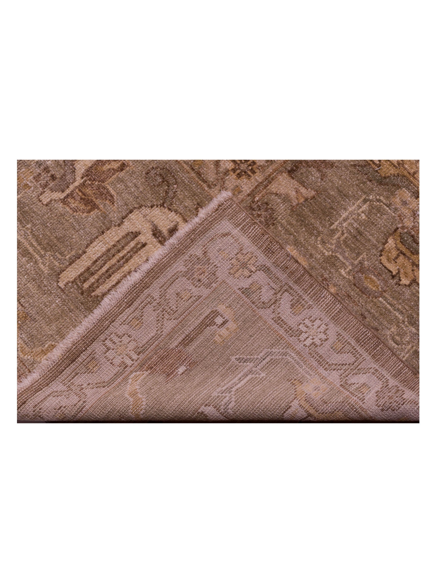 Angora Oushak 129084 Brown Green 14.8x17.7 Hand Knotted Rug