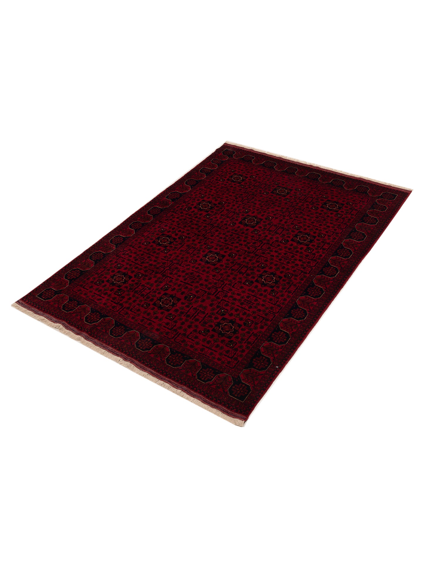 Afghan Belcik 153590 Red Navy 5.8x8.2 Hand Knotted Rug