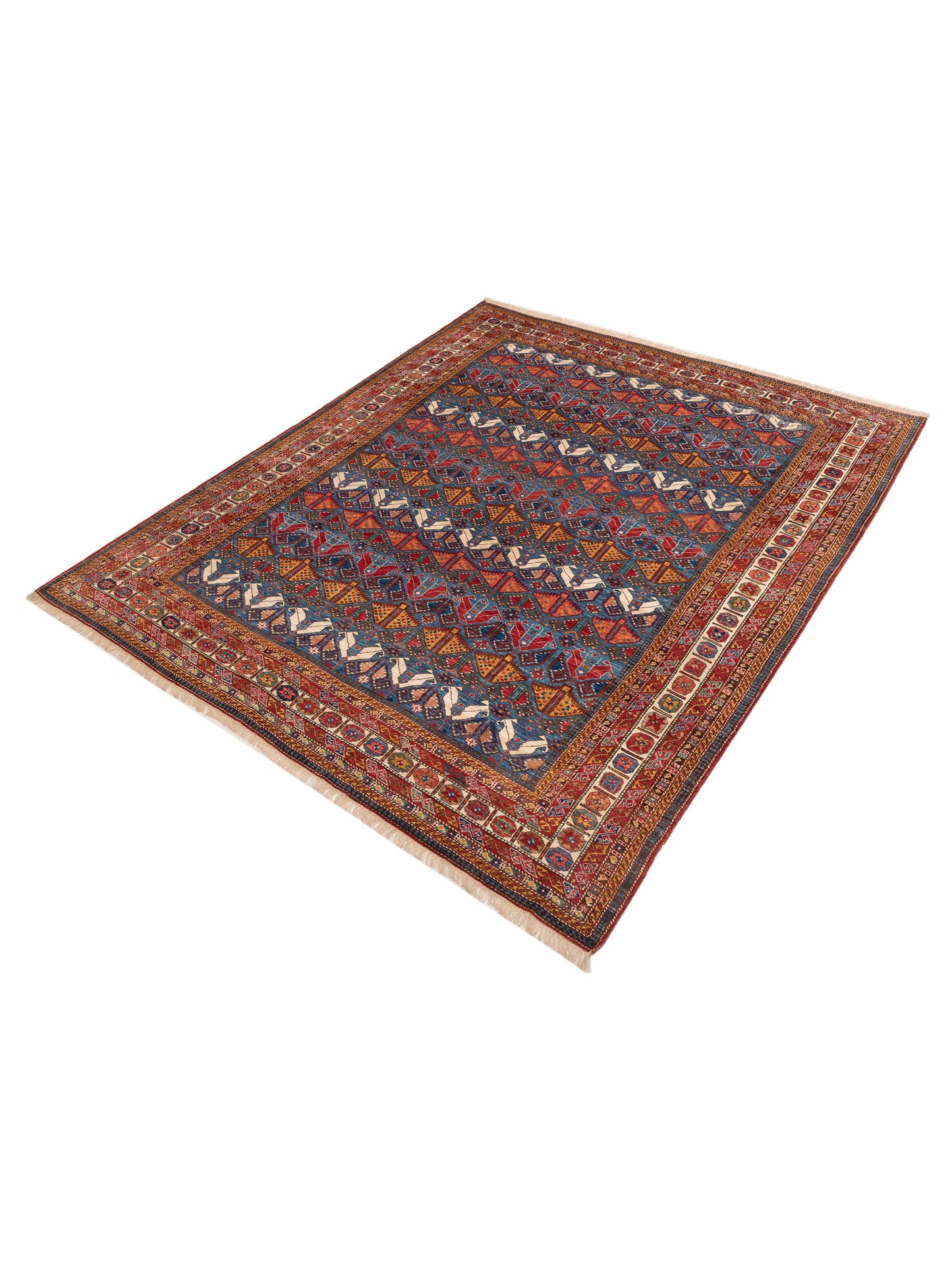 Sultan 152367 Blue Red 9.4x11.2 Hand Knotted Rug
