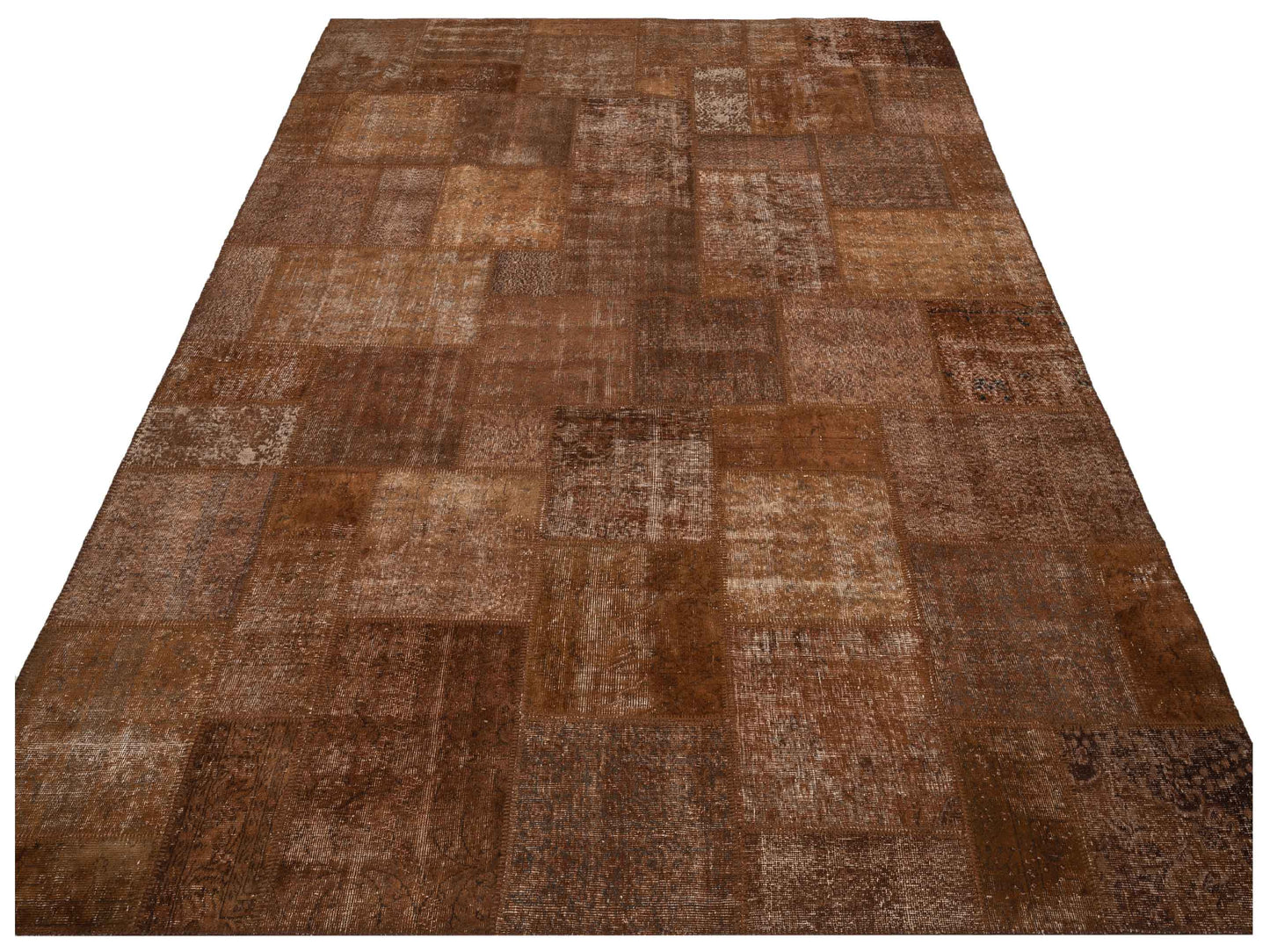 Turkish Vestige Patchwork 130985 Brown 9.10x13.1 Hand Knotted Rug