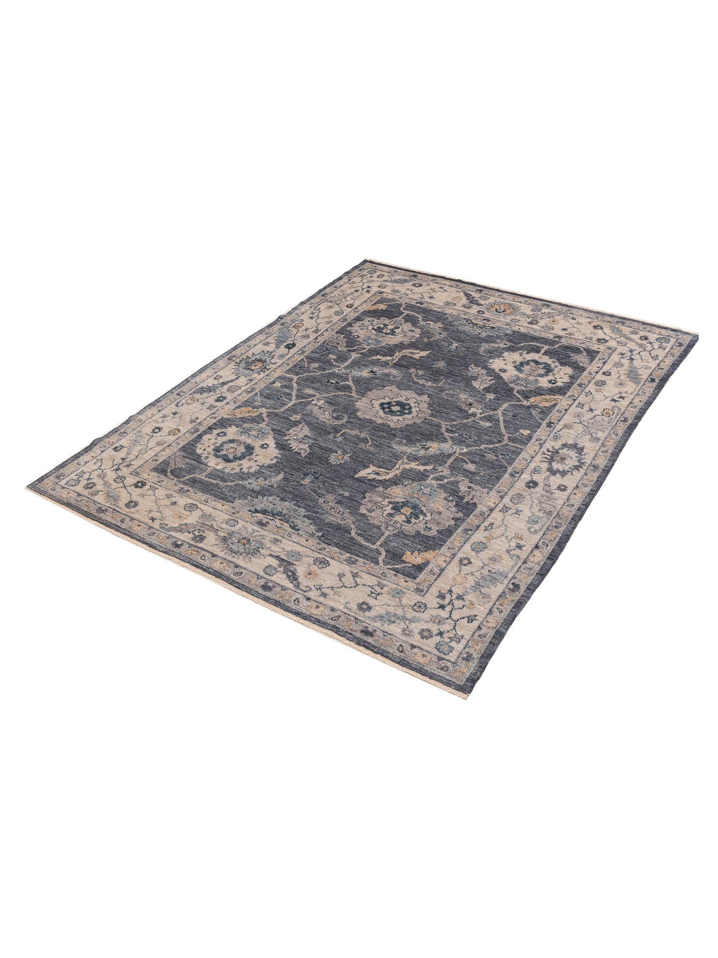 Angora Oushak 154693 Blue Ivory 8x10 Hand Knotted Rug