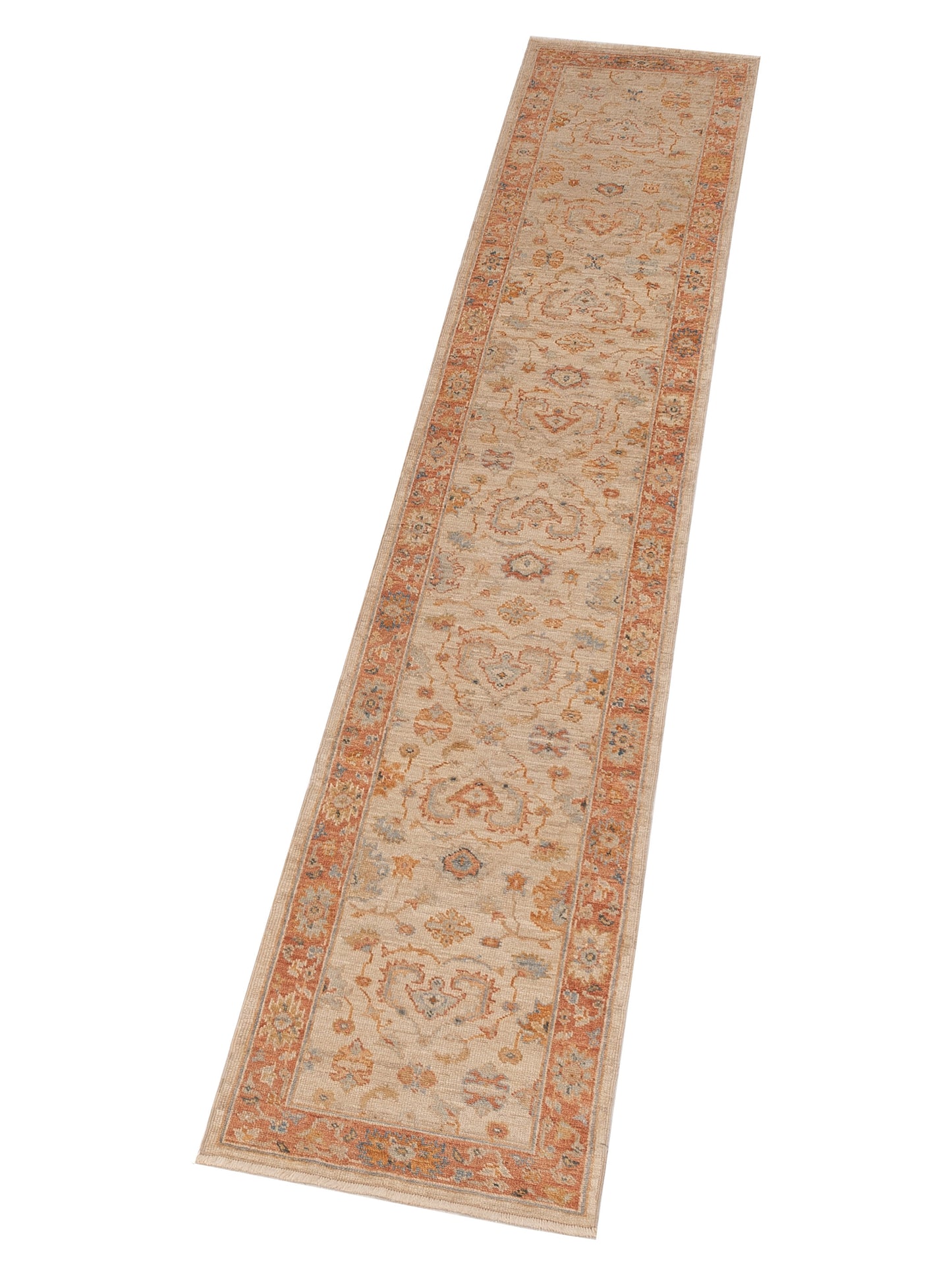 Angora Oushak 149539 Ivory Rust 2.5x13.3 Hand Knotted Rug