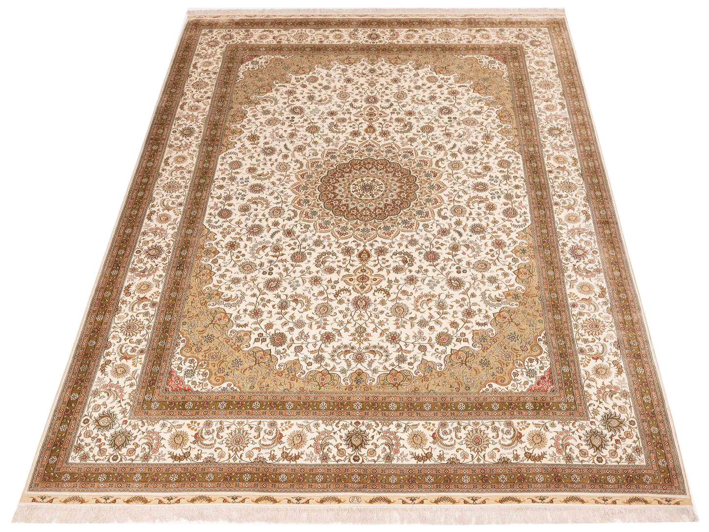 Pure Silk 118021 Ivory Ivory 10.2x13.10 Hand Knotted Rug