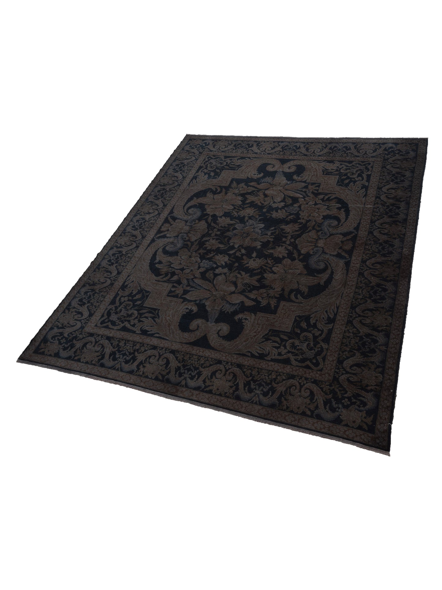 Vintage 108921 Charcoal 9.9x12 Hand Knotted Rug