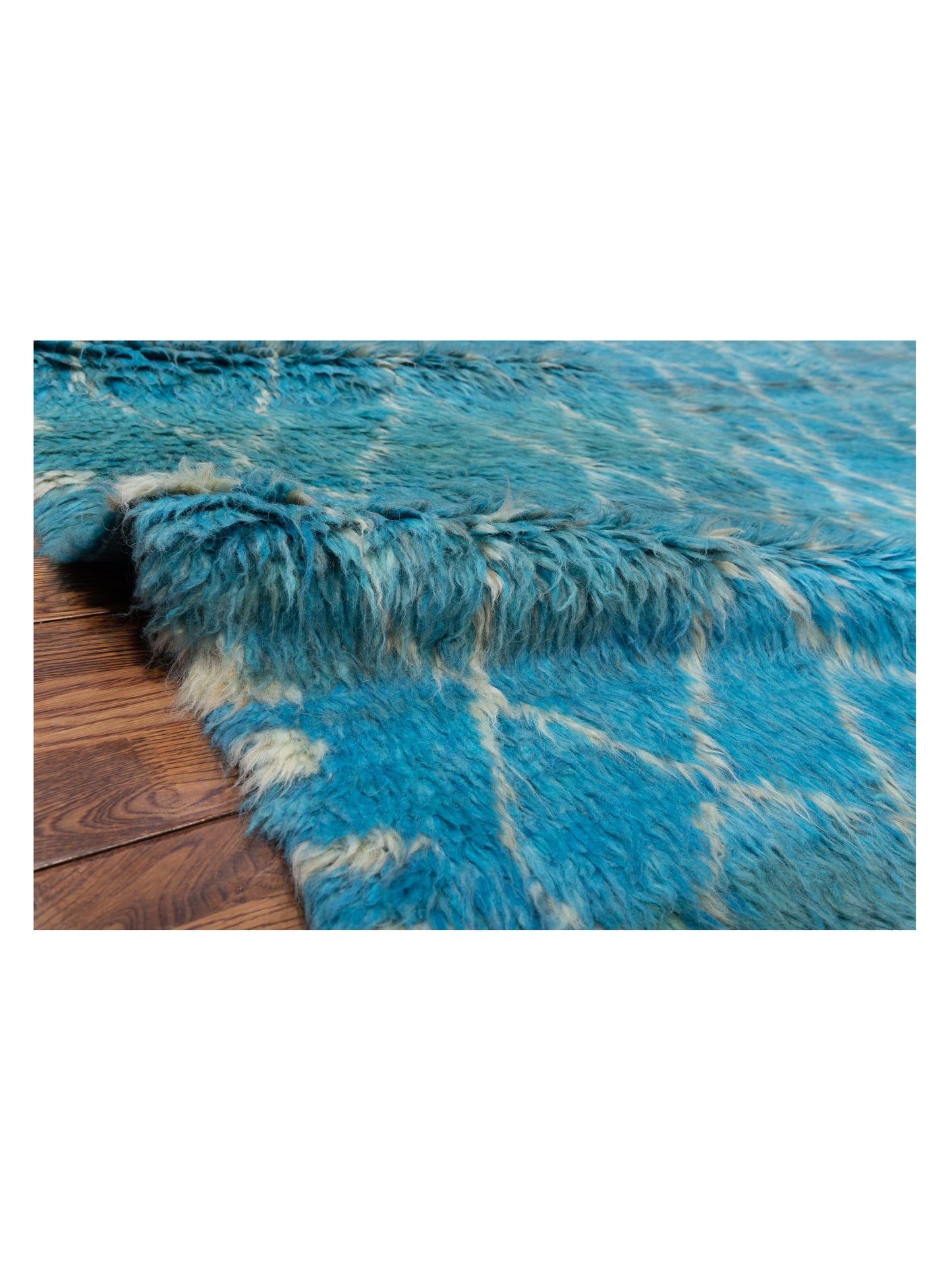 Berber Aspendos Sky Blue Ivory 9.2x13.1 Hand Knotted Rug