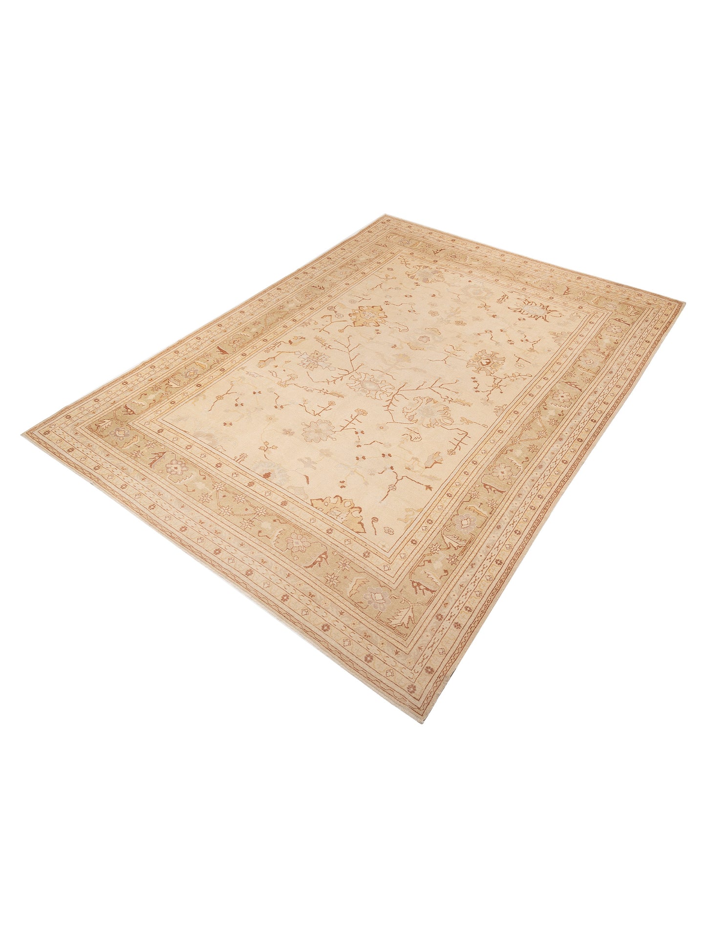 Angora Oushak 97437 Cream Gold 12.4x17.2 Hand Knotted Rug