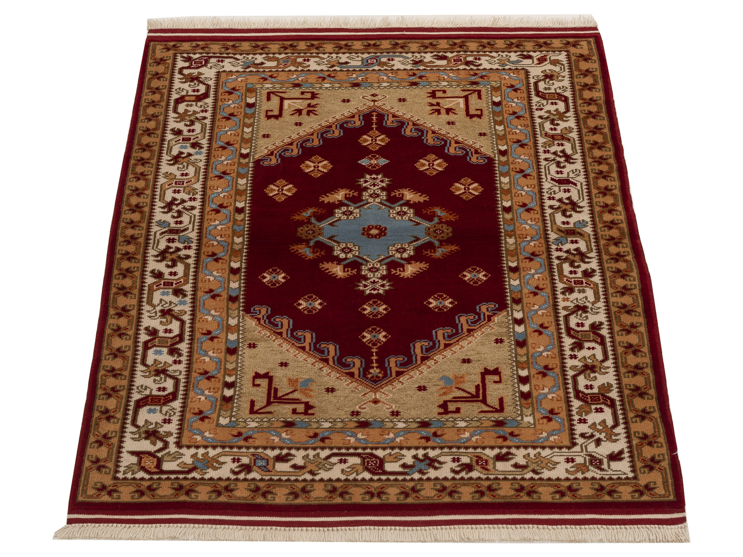 Turkish Shirwan 154037 Red Ivory 3.10x5.9 Hand Knotted Rug
