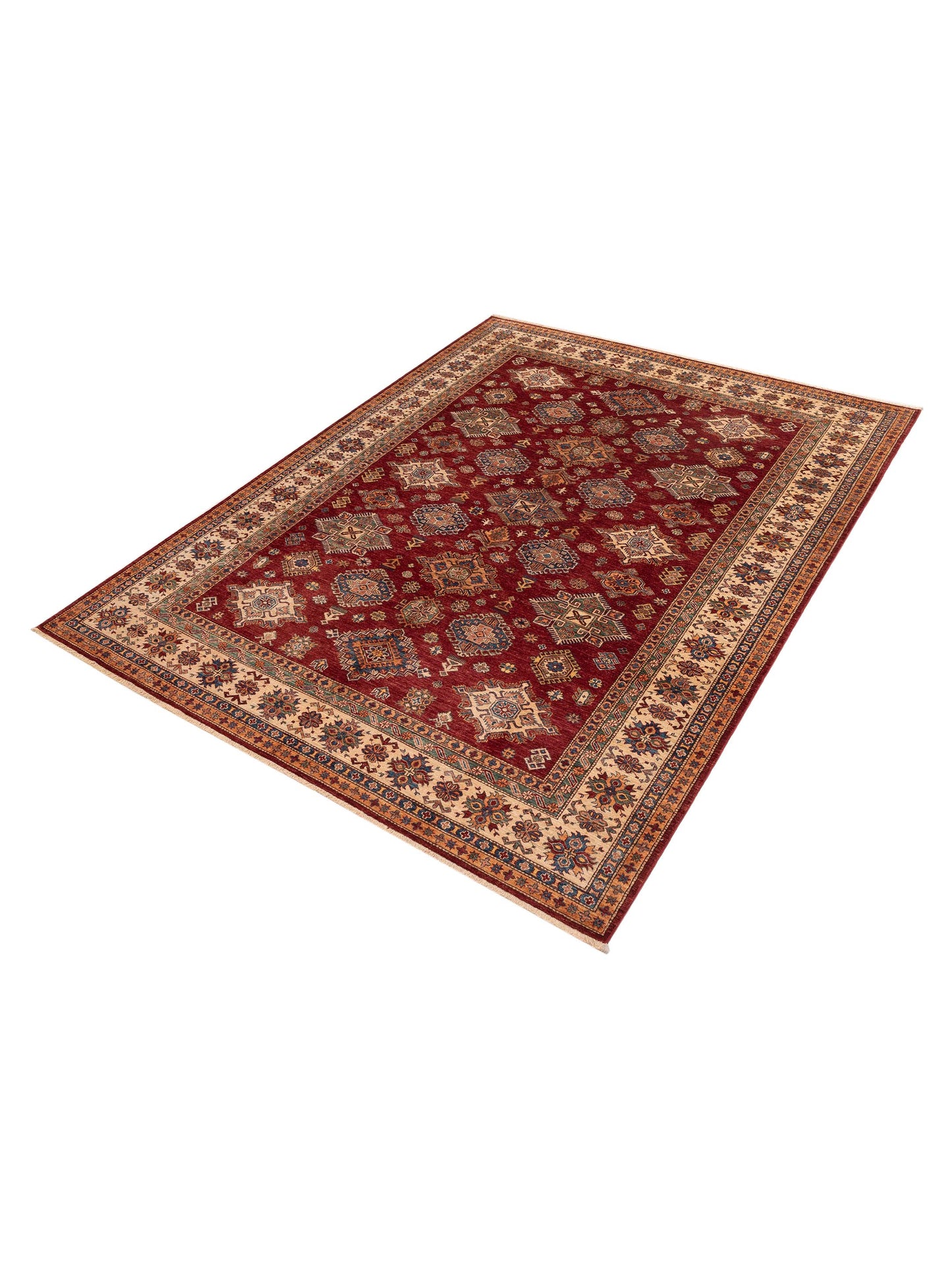 Kazak 151269 Red Ivory 8.11x11.9 Hand Knotted Rug
