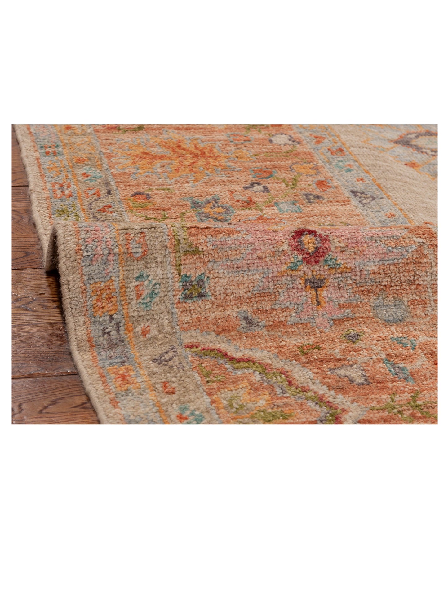Angora Oushak 153983 Beige Orange 9.1x11.8 Hand Knotted Rug
