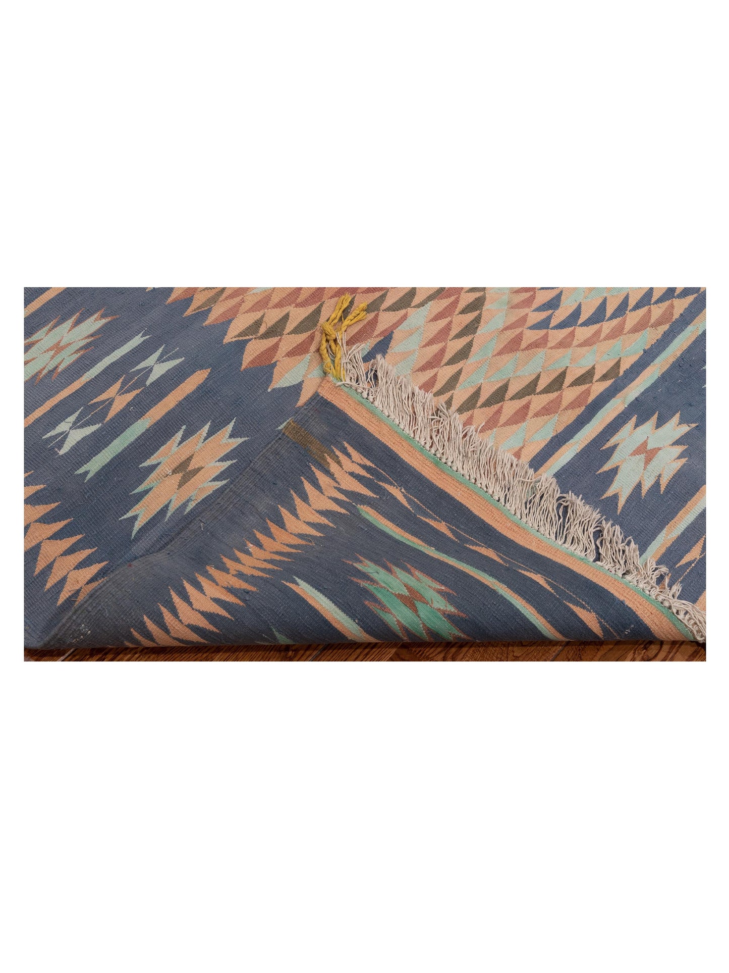 Old Afghan Dhurrie 902774 Pink Blue 9.11x13.2 Hand Woven Rug