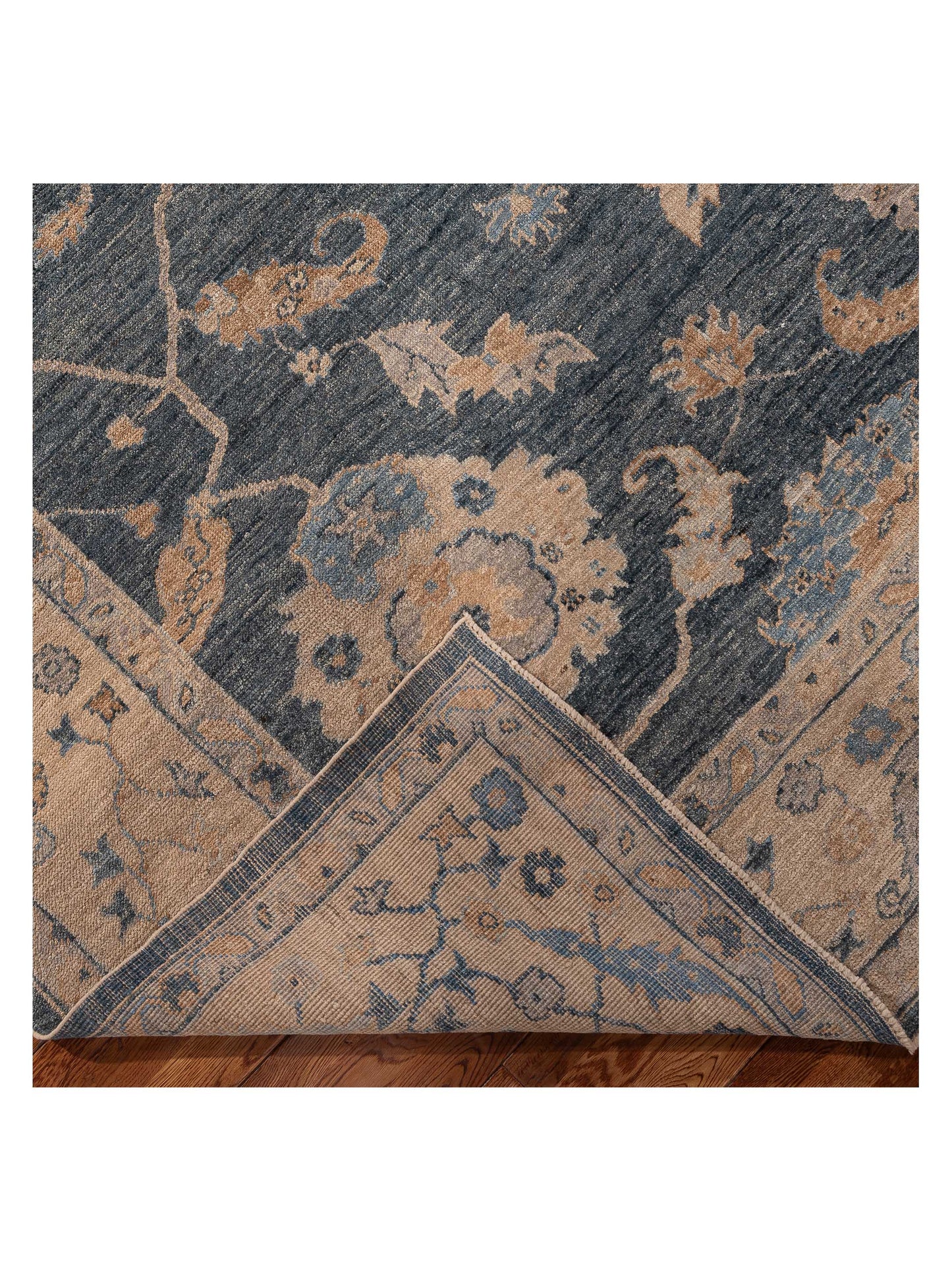 Angora Oushak 156225 Blue Cream 7.9x9.6 Hand Knotted Rug