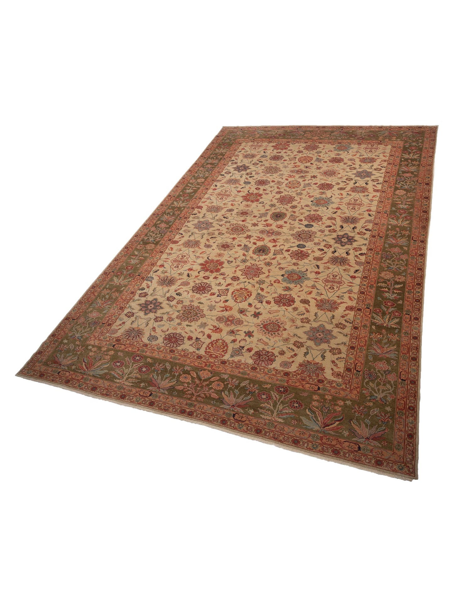 Antique Loom 107926 Ivory Olive 12.5x17.7 Hand Knotted Rug