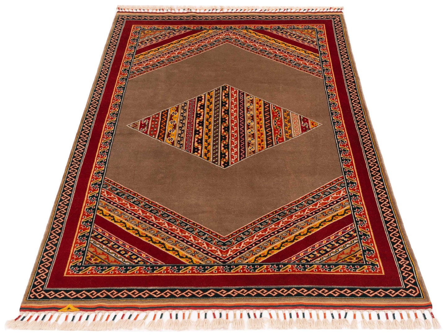 Shawl 145131 Brown Red 5.7x7.7 Hand Knotted Rug
