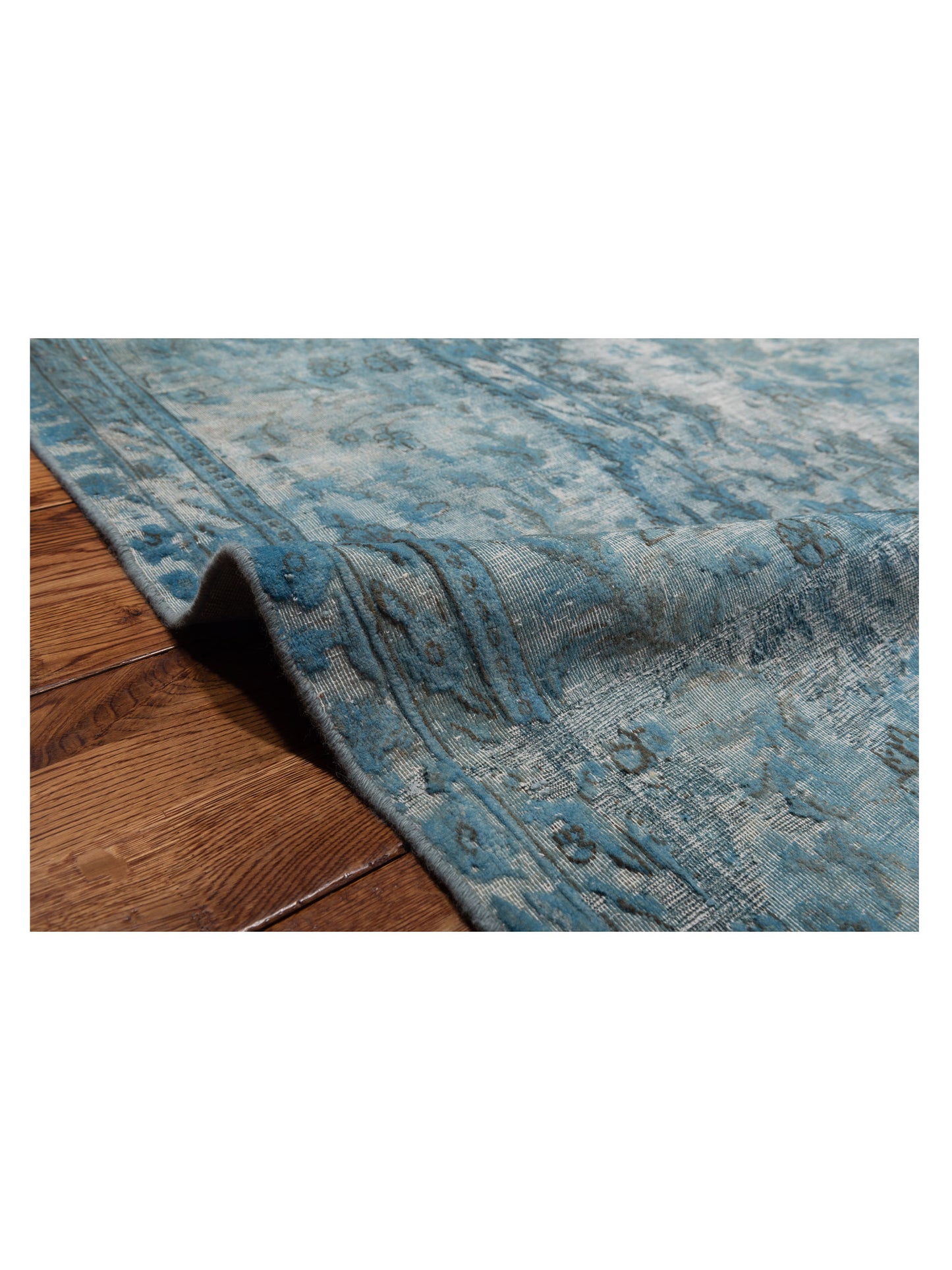Vintage 130321 Blue 9.9x15.2 Hand Knotted Rug