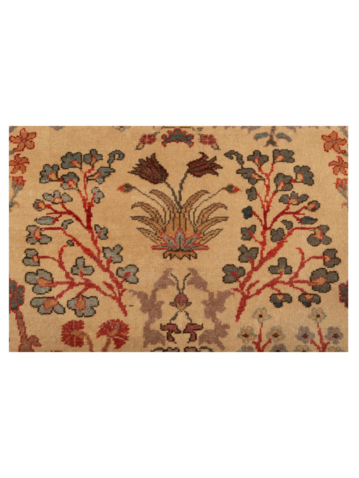 Antique Loom 148324 Ivory Green 4x6.6 Hand Knotted Rug