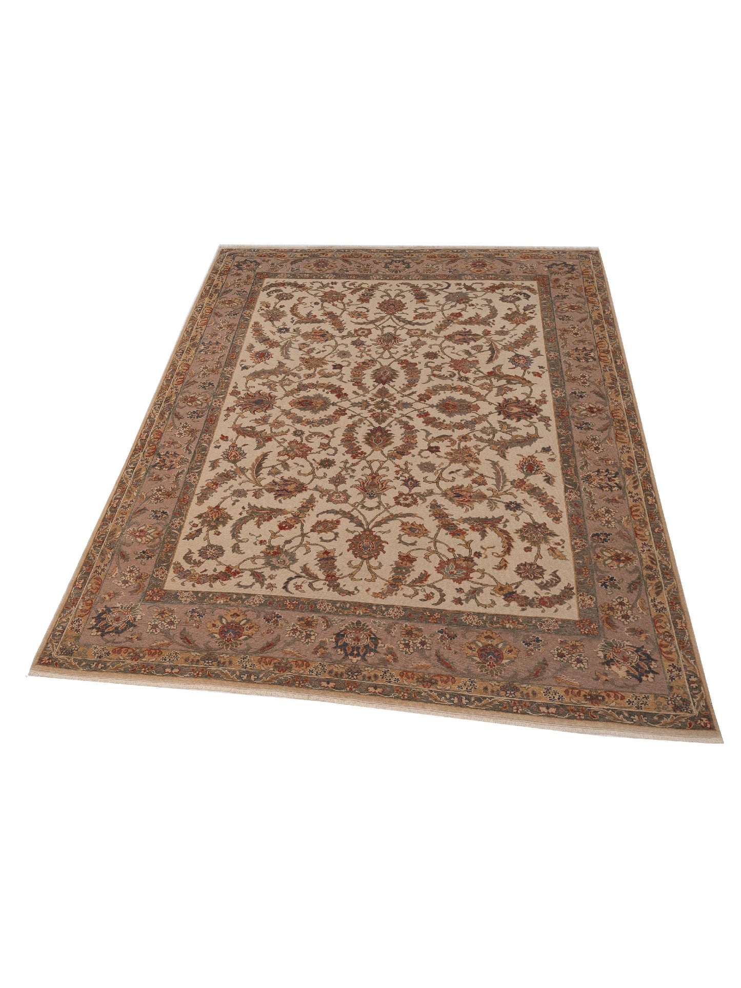 Antique Loom 104422 Ivory Brown 9.4x12.6 Hand Knotted Rug