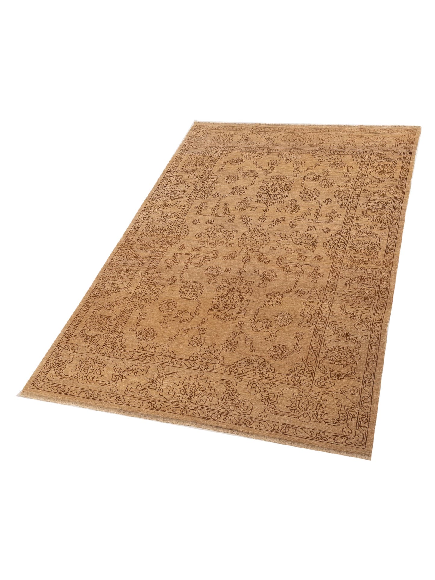Defne Emerald Gold Copper 6.1x8.11 Hand Knotted Rug