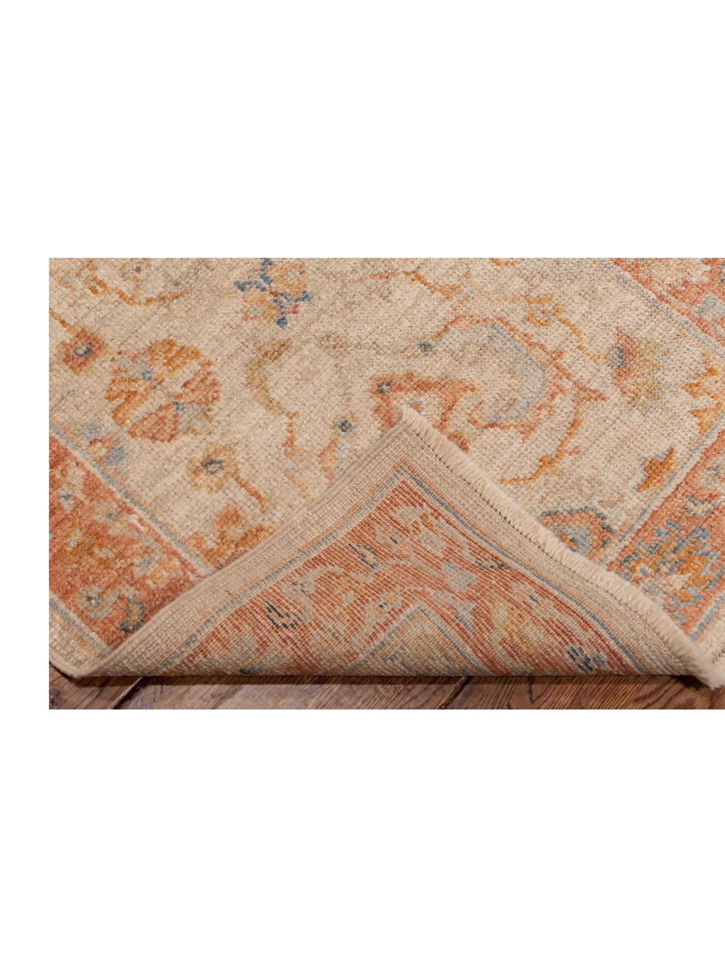 Angora Oushak 149598 Ivory Rust 2.6x15.4 Hand Knotted Rug