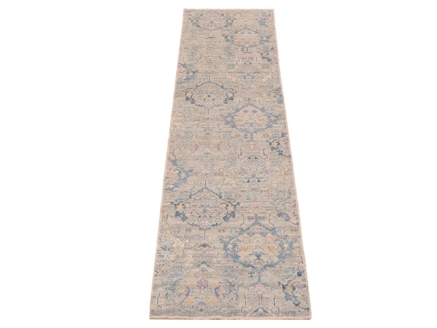 Angora Oushak 150769 Gray Blue 2.8x11.4 Hand Knotted Rug