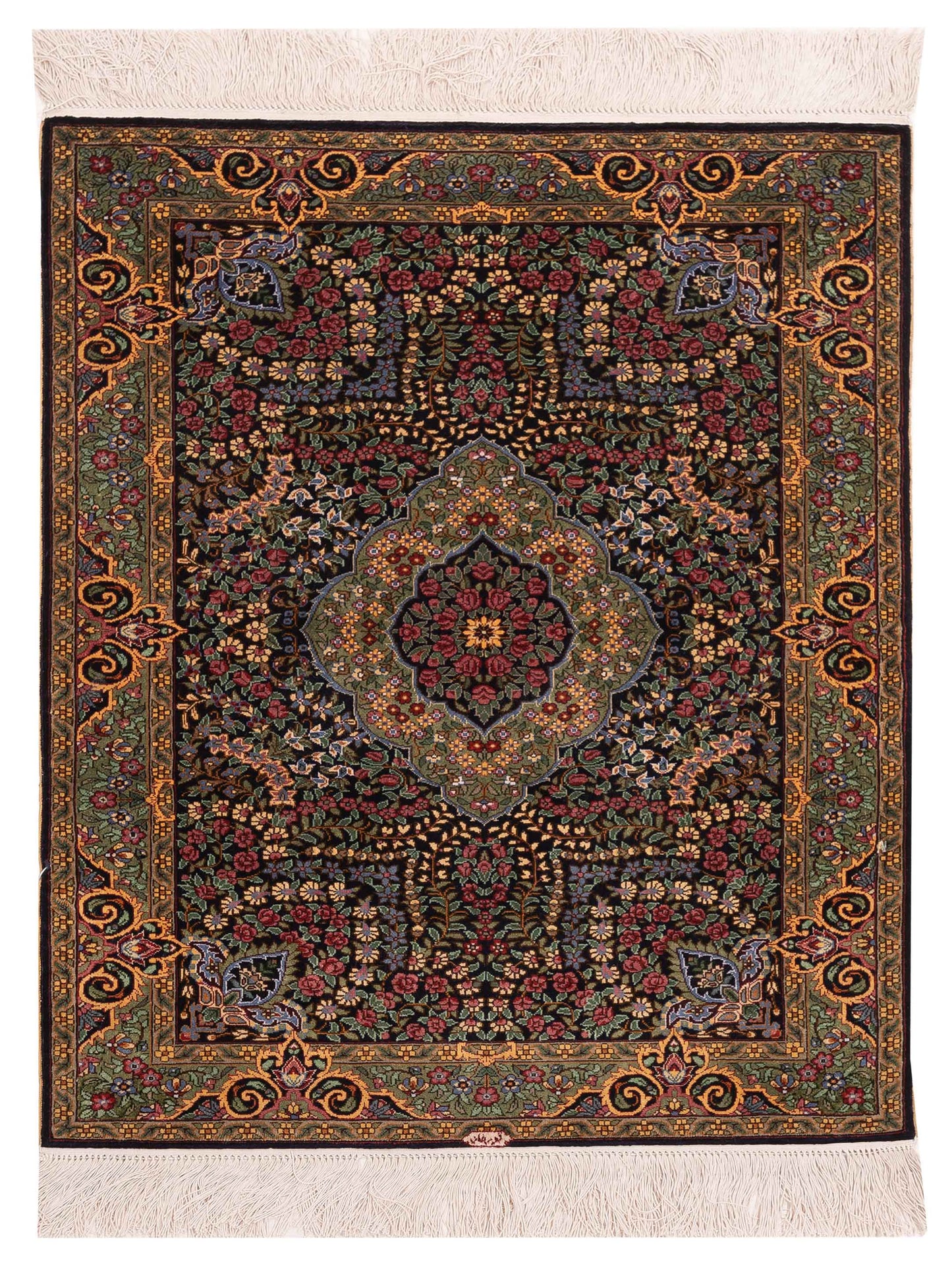 Pasha Pure Silk  Black Green Traditional